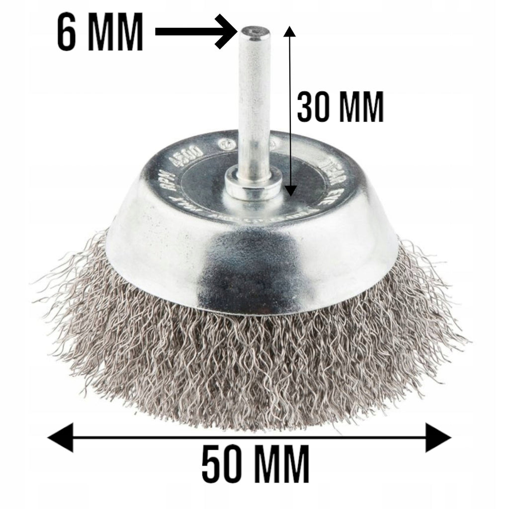 Szczotka Druciana 50mm INOX Trzpieniowa Do Wkrętarki Wiertarki