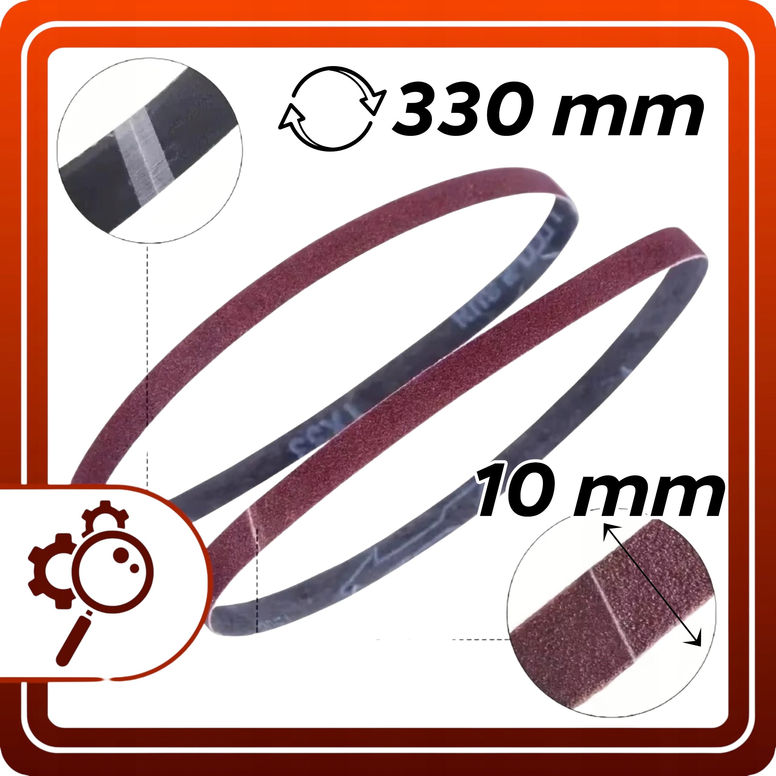 10 szt Papier ścierny pas 10x330mm P120 Taśma bezkońcowa Szlifierka Taśmowa