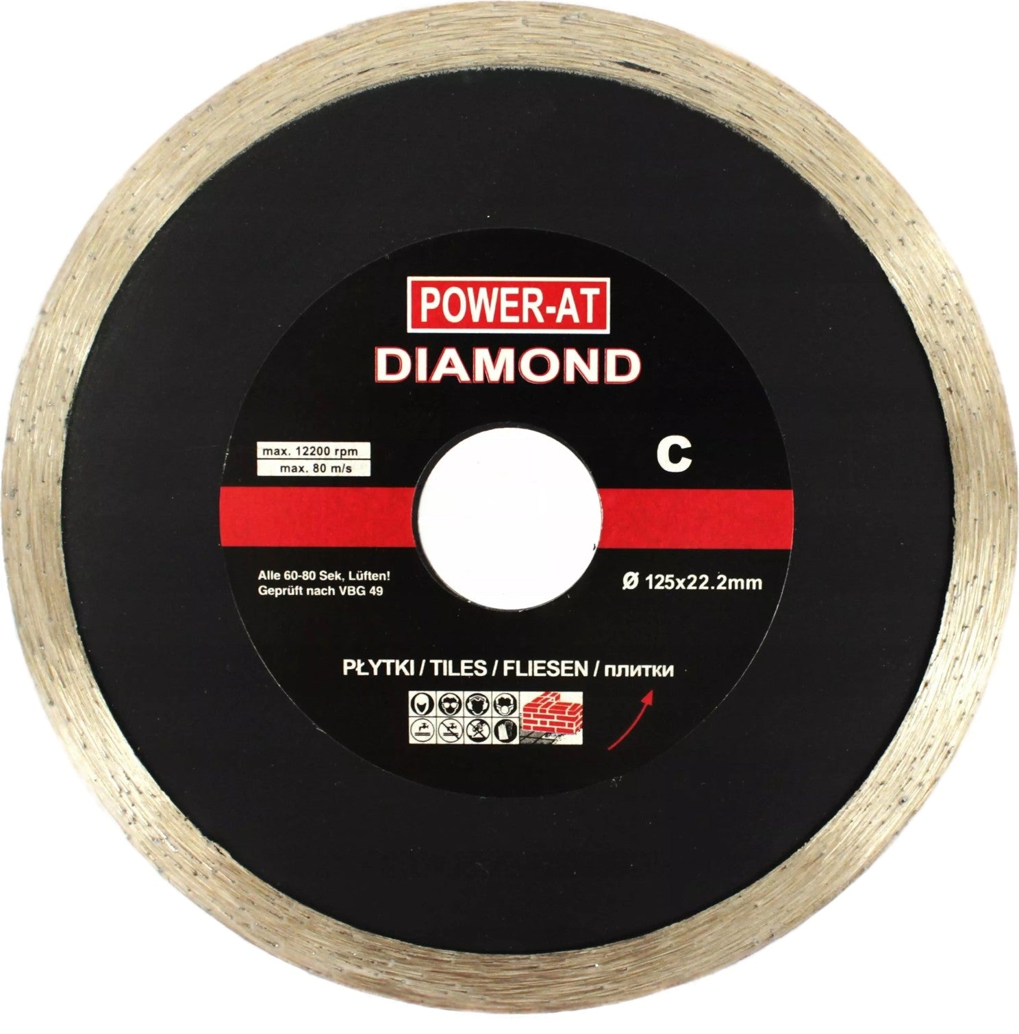 Tarcza diamentowa do cięcia glazury terakoty płytek betonu ciągła 125mm