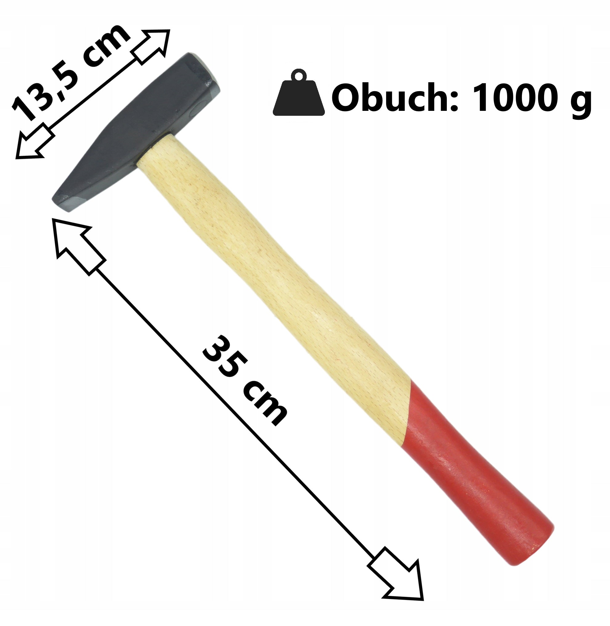 Młotek Ślusarski Kuty 1000g Trzonek Lakierowany