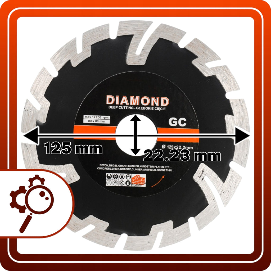 TARCZA DIAMENTOWA DO CIĘCIA BETONU KOSTKI 125x22.2 mm GŁĘBOKIE CIĘCIE