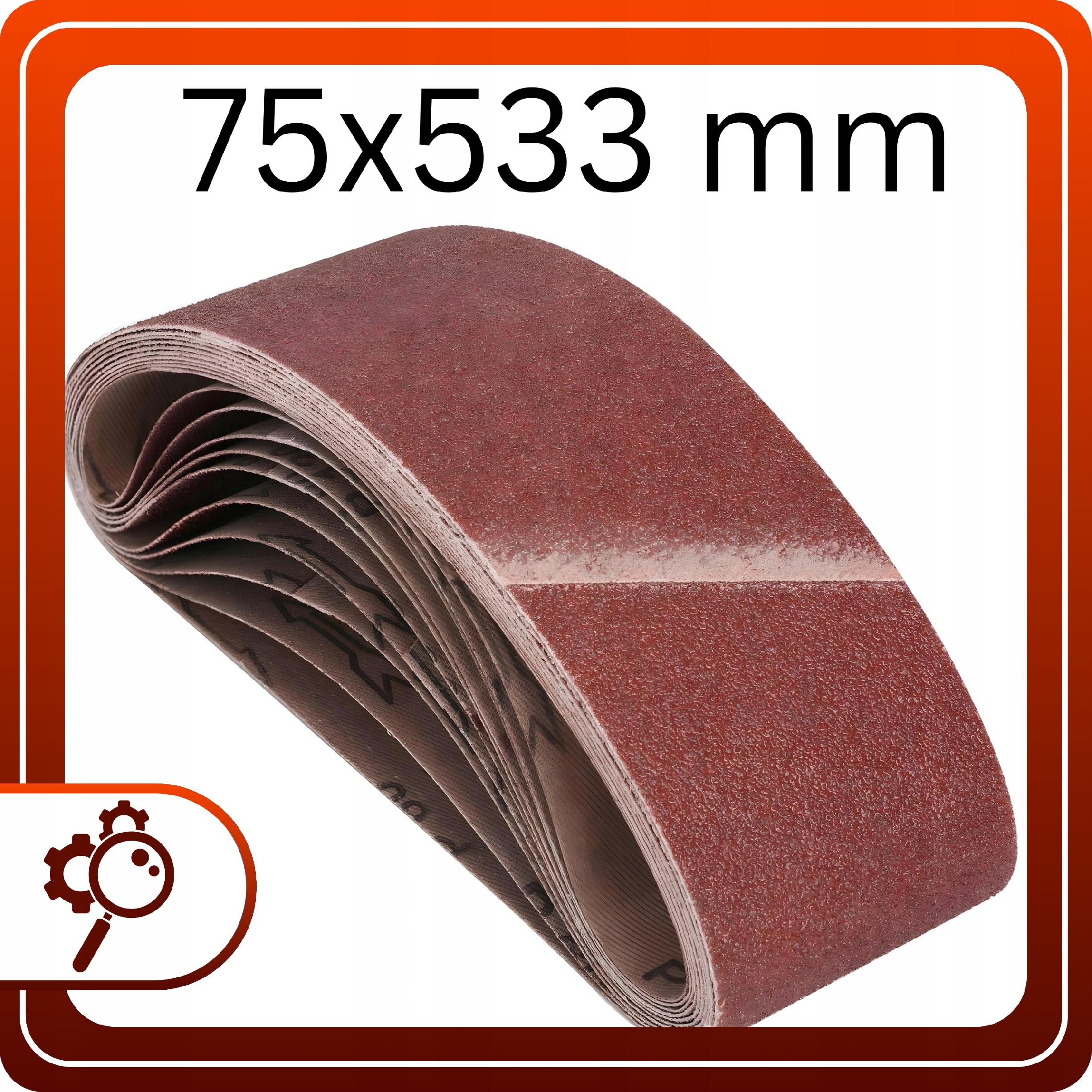 Papier Ścierny Do Szlifierki 75x533 Zestaw 6 sztuk Taśmowej P60 80 100 120