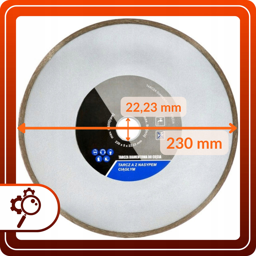 Tarcza diamentowa do betonu 230mm do cięcia płyt ceramiki Z NASYPEM CIĄGŁYM