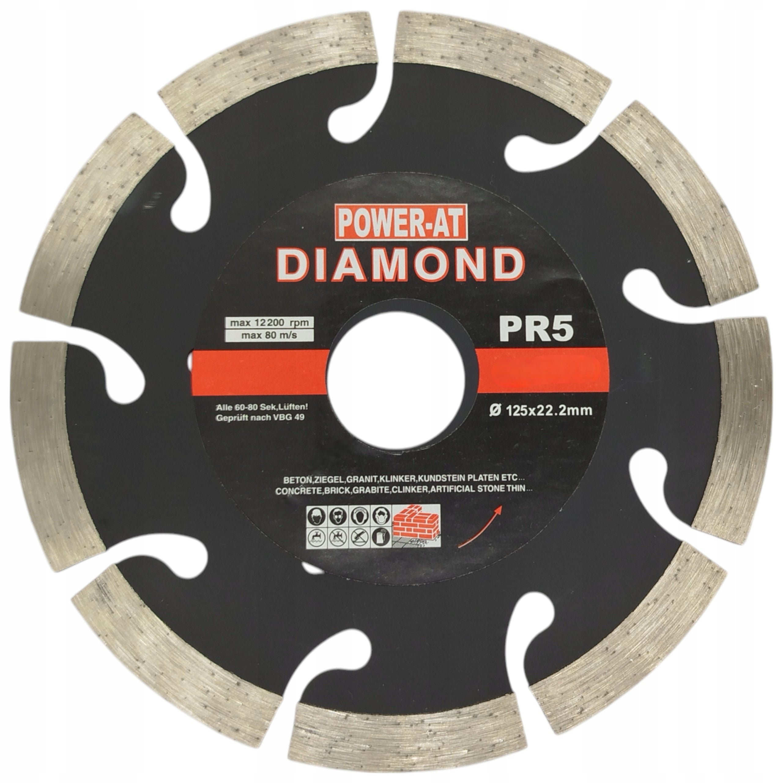TARCZA DO BETONU 125 MM DIAMENTOWA Segmentowa Cięcia Kostki Cegły