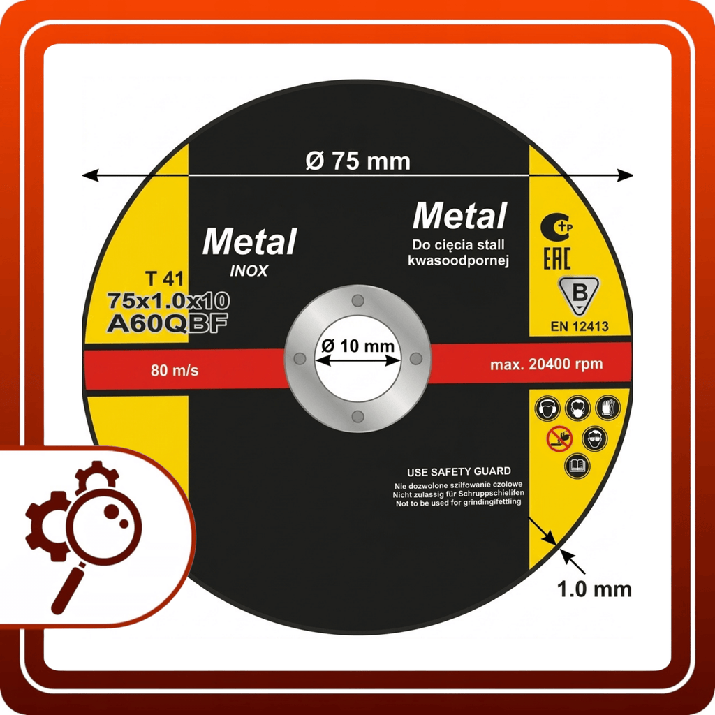 Tarcza Do Cięcia Stali 75mm 10szt Kwasoodpornej INOX Metalu Otwór 10mm