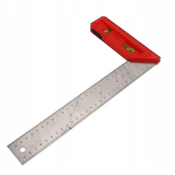 PROFESJONALNY KĄTOWNIK ALUMINIOWY STOLARSKI Z POZIOMICĄ 30cm