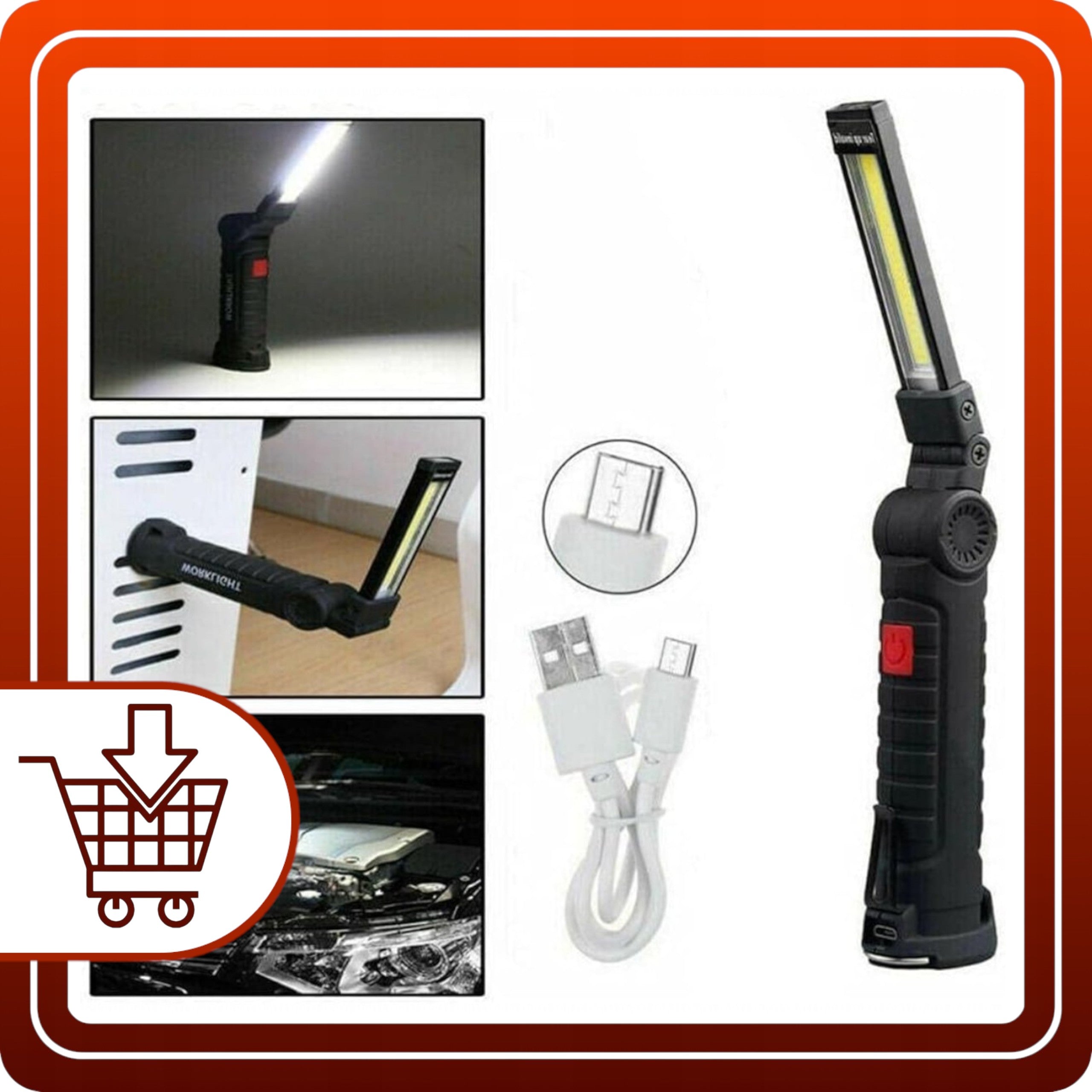 Lampa warsztatowa Składana Lampka Latarka USB LED Magnes Haczyk Hak Mocna