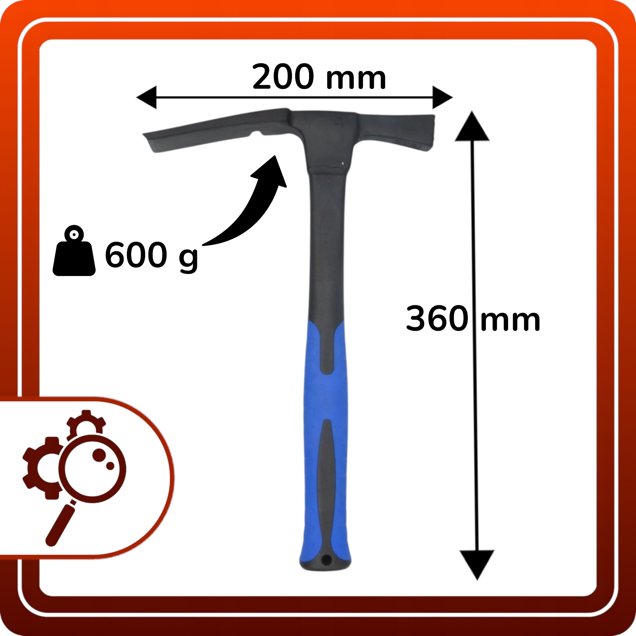 Młotek Murarski 600g Fiberglass Berliński