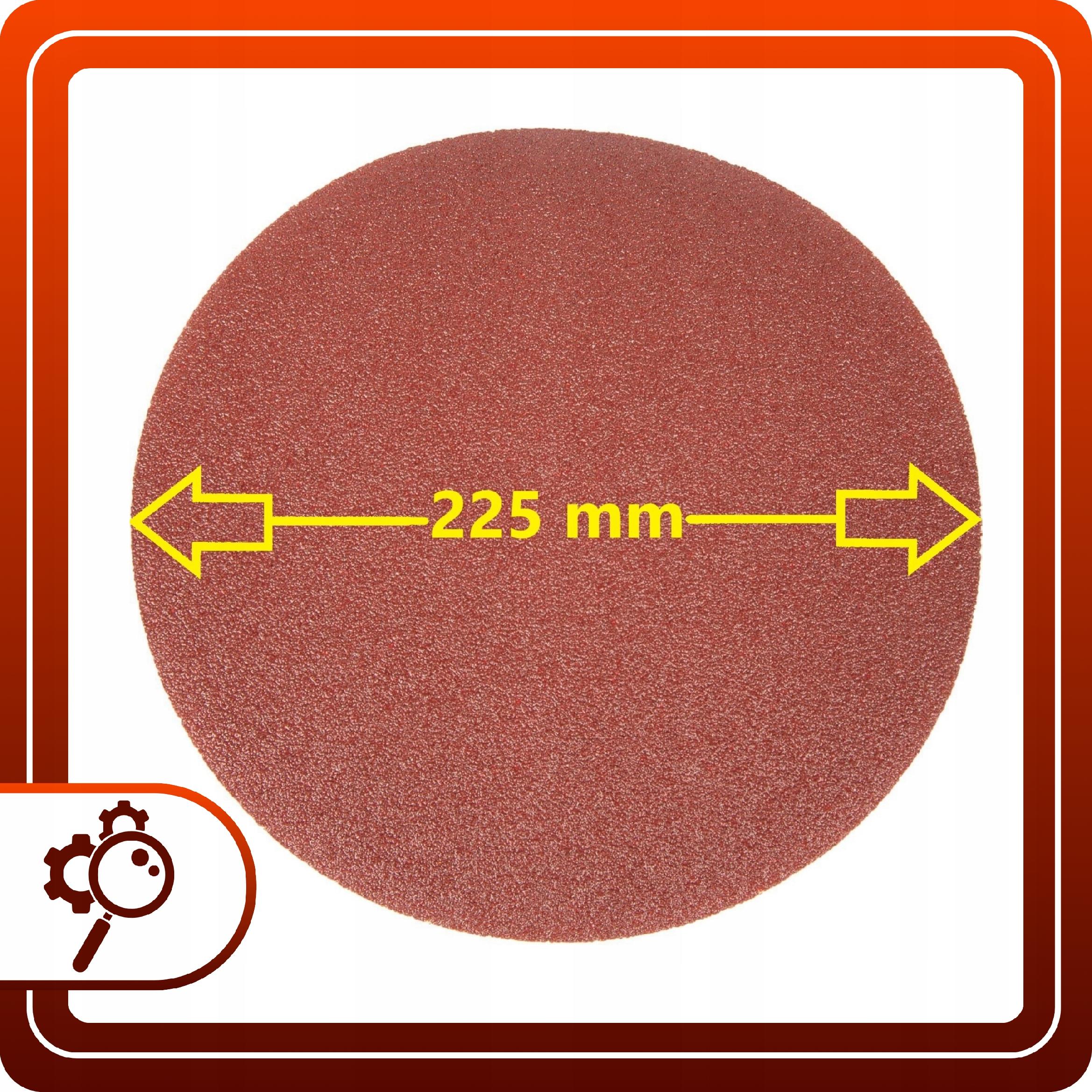 10szt Papier Ścierny 225 mm P80 Na Rzep Do Żyrafy Szlifierki Krążek Dysk