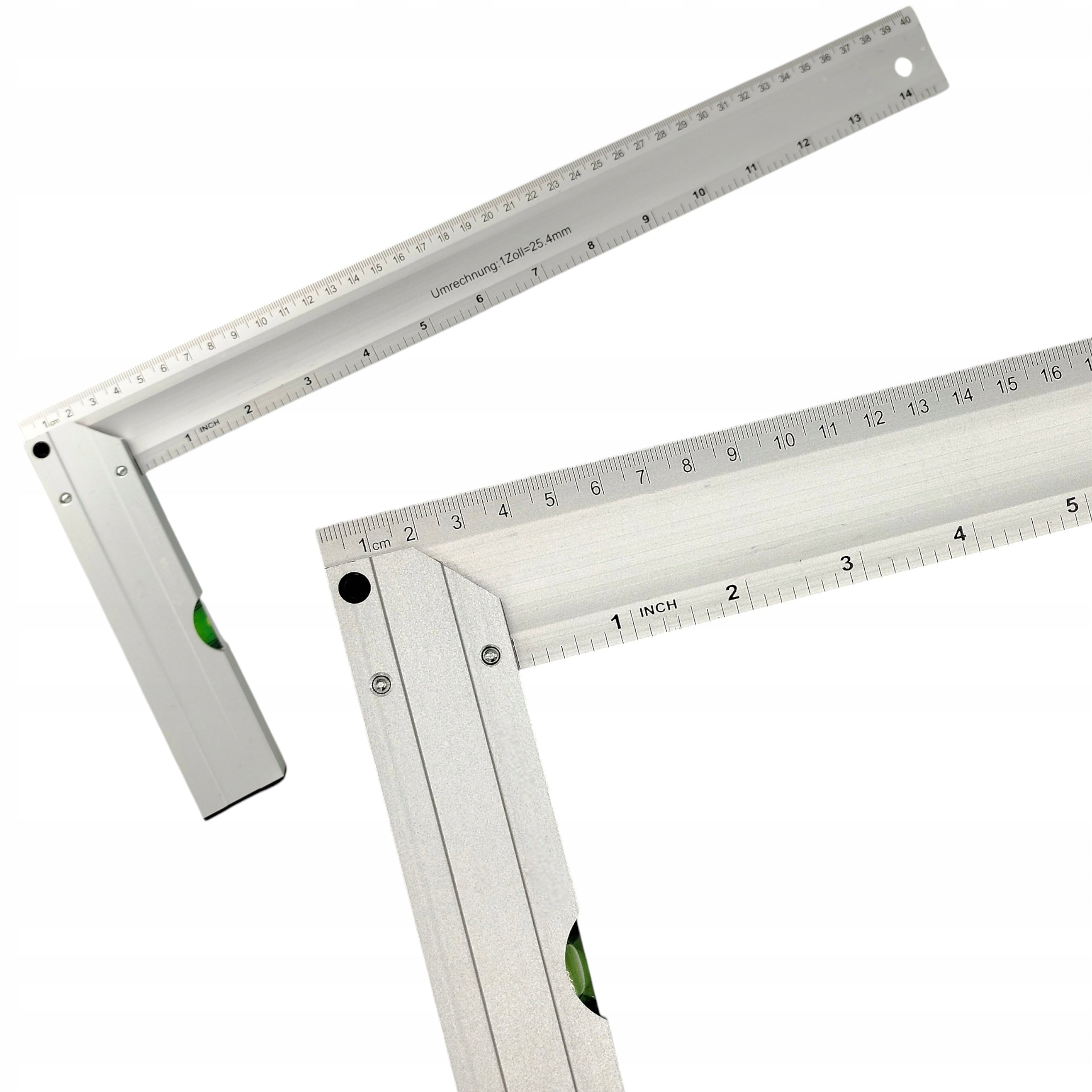 KĄTOWNIK STOLARSKI ALUMINIOWY Z POZIOMICĄ 400mm Uniwersalny