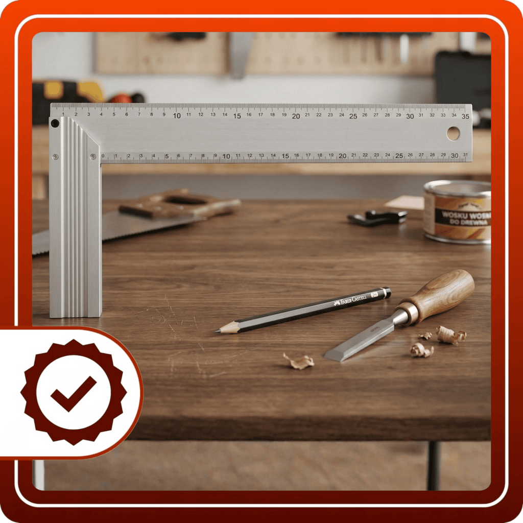Kątownik Stolarski Aluminiowy 350mm Przymiara Kąt 90 Stopni Precyzyjny