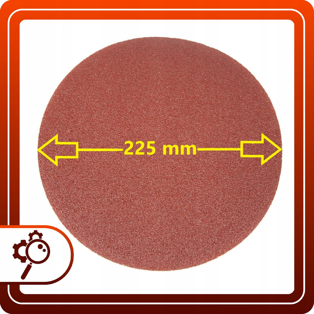 10szt Papier Ścierny 225 mm P120 Na Rzep Do Żyrafy Szlifierki Krążek Dysk
