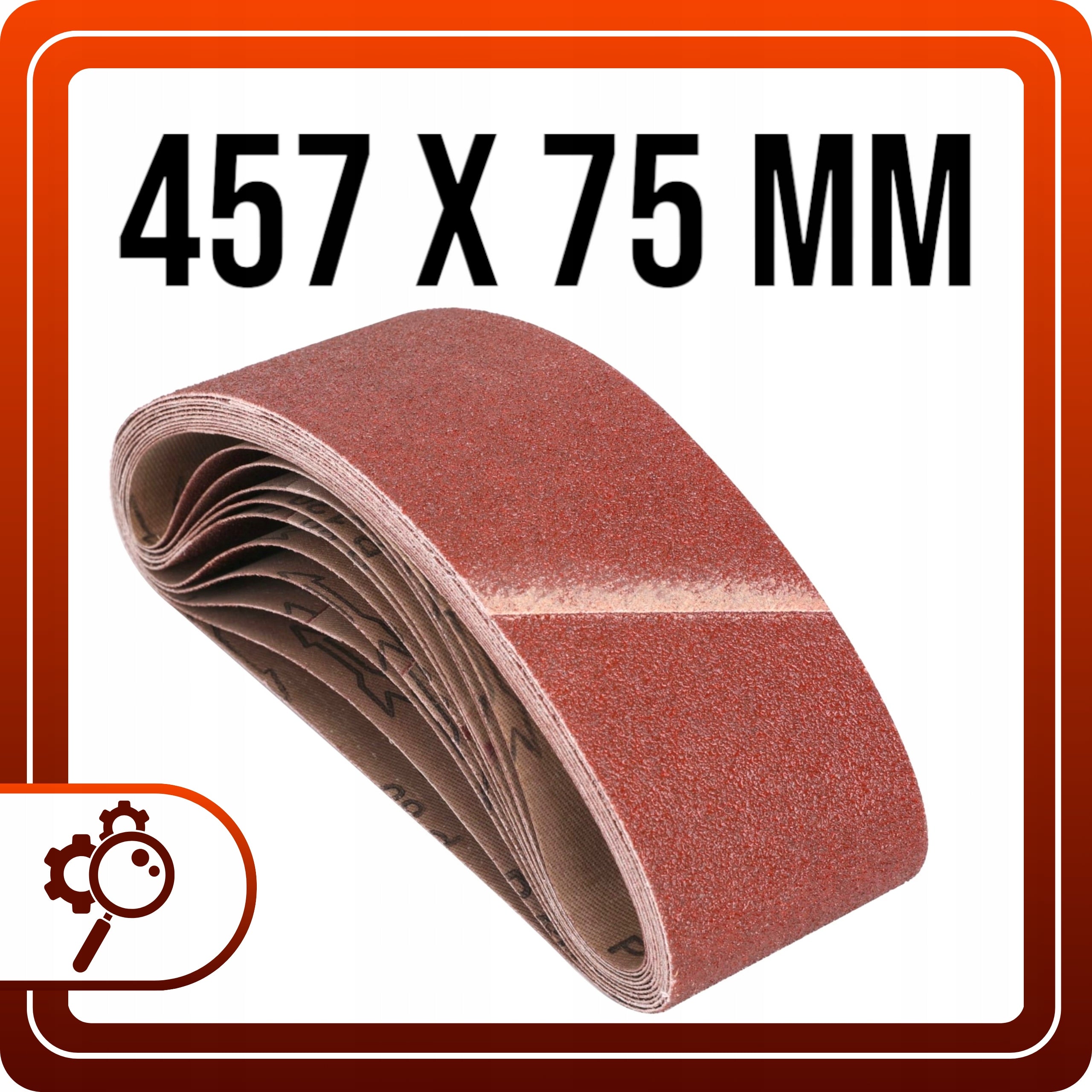 10x Papier Ścierny 75x457 P120 Do Szlifierki Taśmowej Pas Bezkońcowy