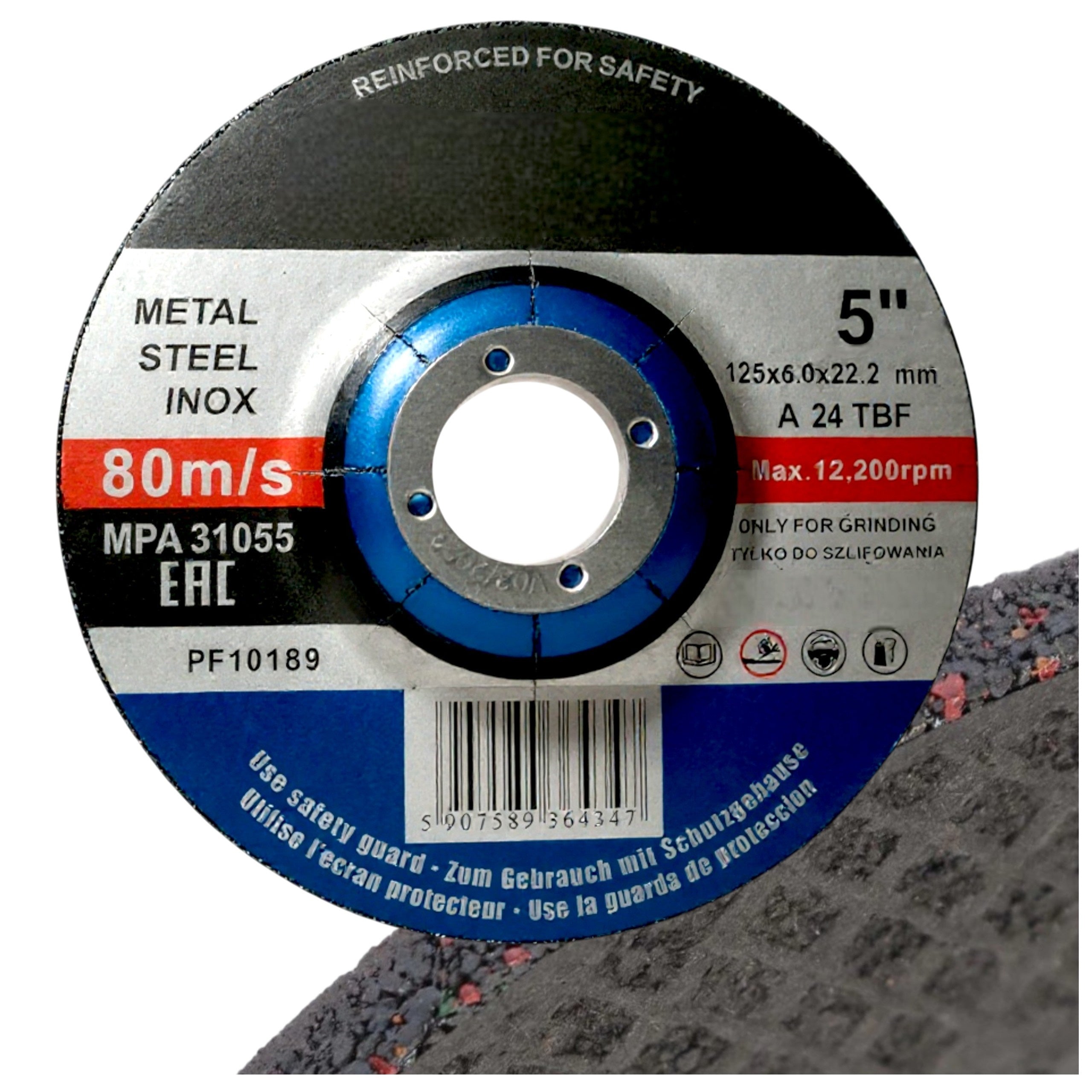 TARCZA NA KĄTÓWKĘ DO SZLIFOWANIA STALI I METALU 125x6x22.23mm GRUBA 6MM