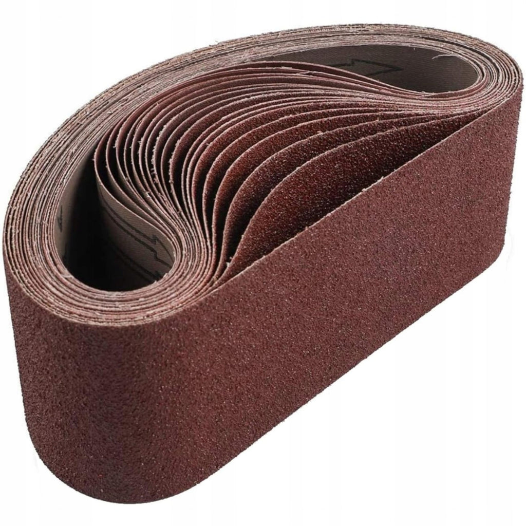10x Papier Ścierny 75x457 P80 Do Szlifierki Taśmowej Pas Bezkońcowy