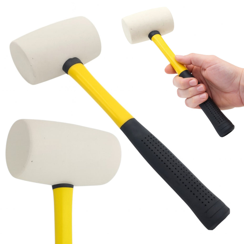 Młotek gumowy blacharski Trzonek fiberglass Biały Brukarski 60mm 600g