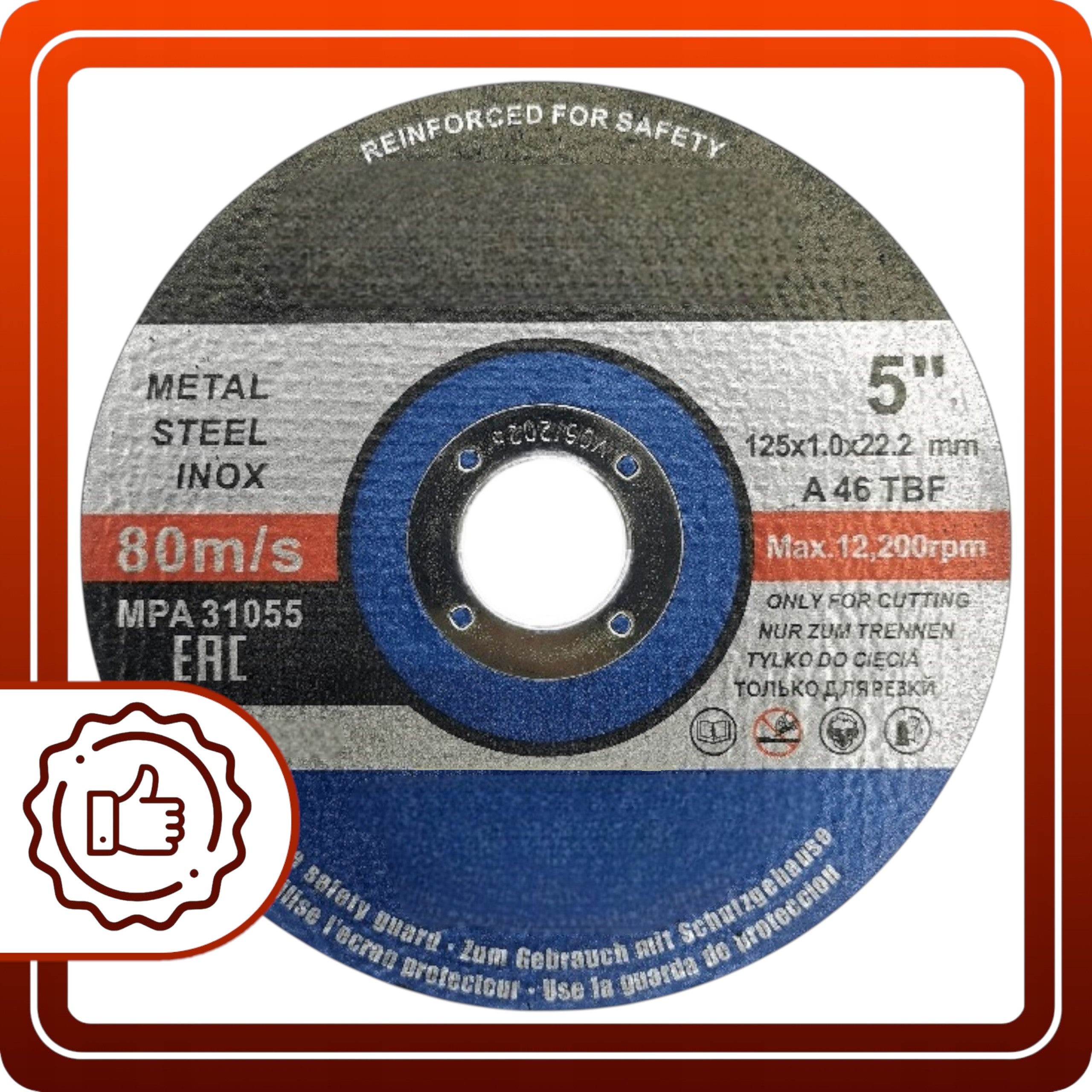 TARCZA DO CIĘCIA METALU Stali Tarcze Zestaw 10 sztuk 125x1.0x22.23 mm