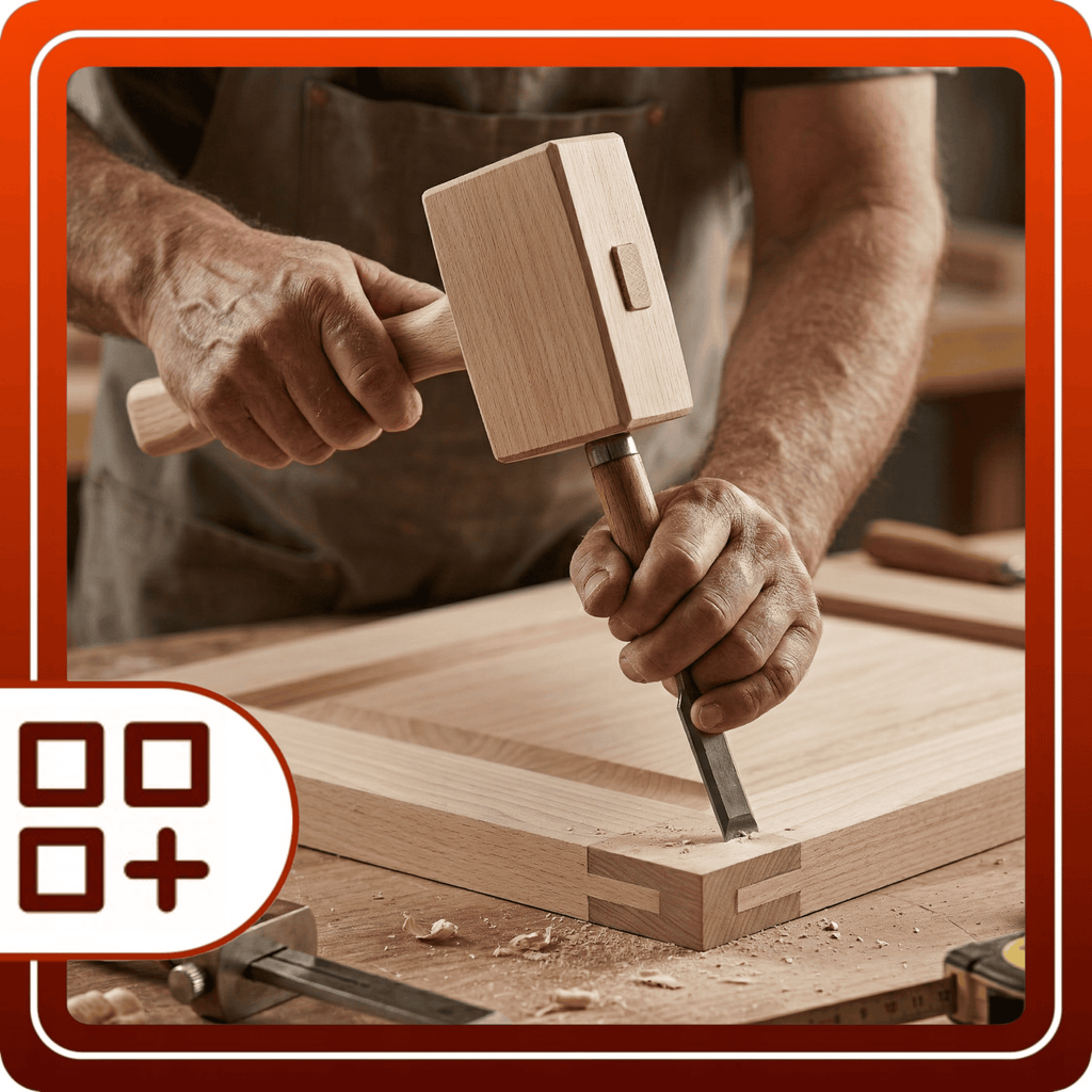 Młotek Drewniany Stolarski 500g Bukowy 315mm Podbijak Do Dłuta Kwadratowy