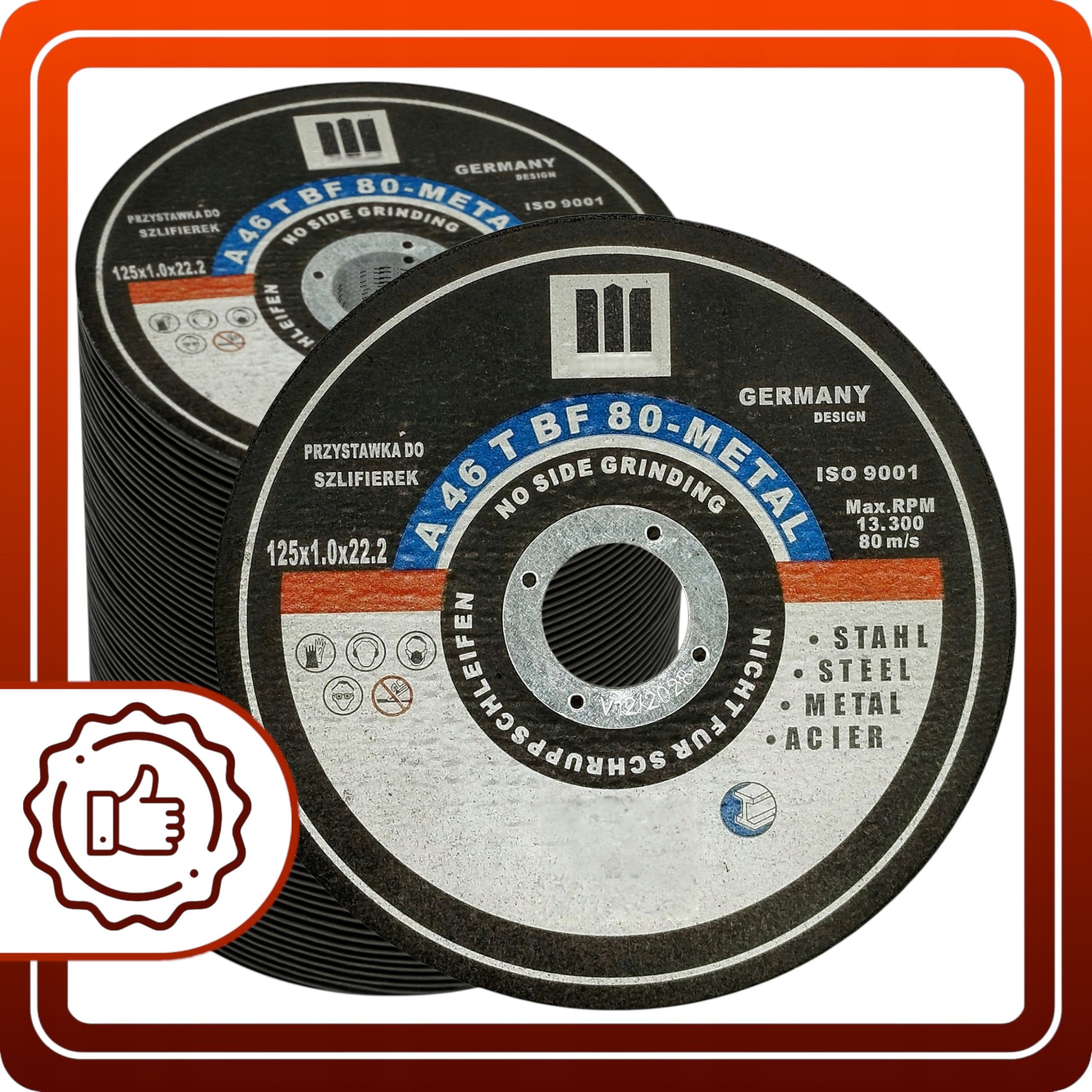 TARCZA TARCZE DO CIĘCIA STALI METALU Zestaw 50 sztuk 125x1.0x22.23 mm