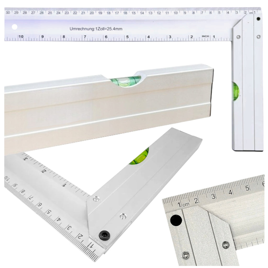 KĄTOWNIK STOLARSKI WARSZTATOWY UNIWERSALNY ALUMINIOWY POZIOMICA 300mm