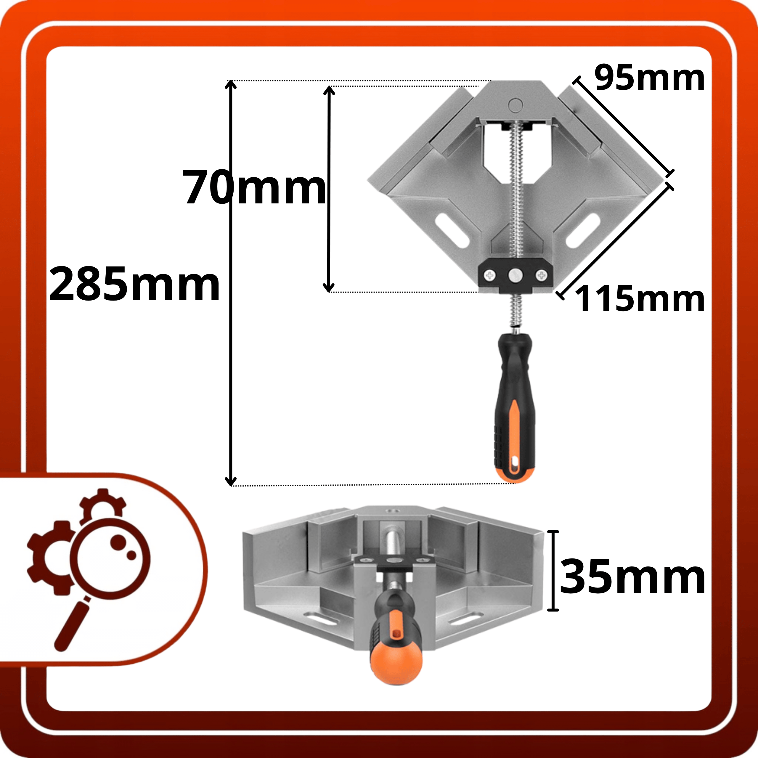 Ścisk Stolarski Kątowy Imadło Narożne 90 Stopni 150x70mm Aluminiowe Mocne