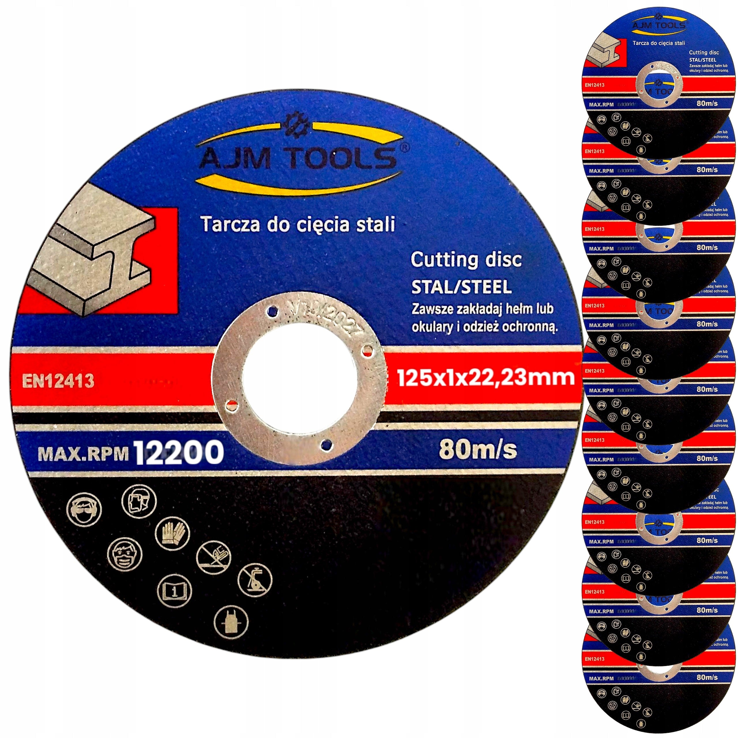 TARCZA DO CIĘCIA STALI METALU 125x1.0x22.23 mm Zestaw 10 sztuk TARCZE