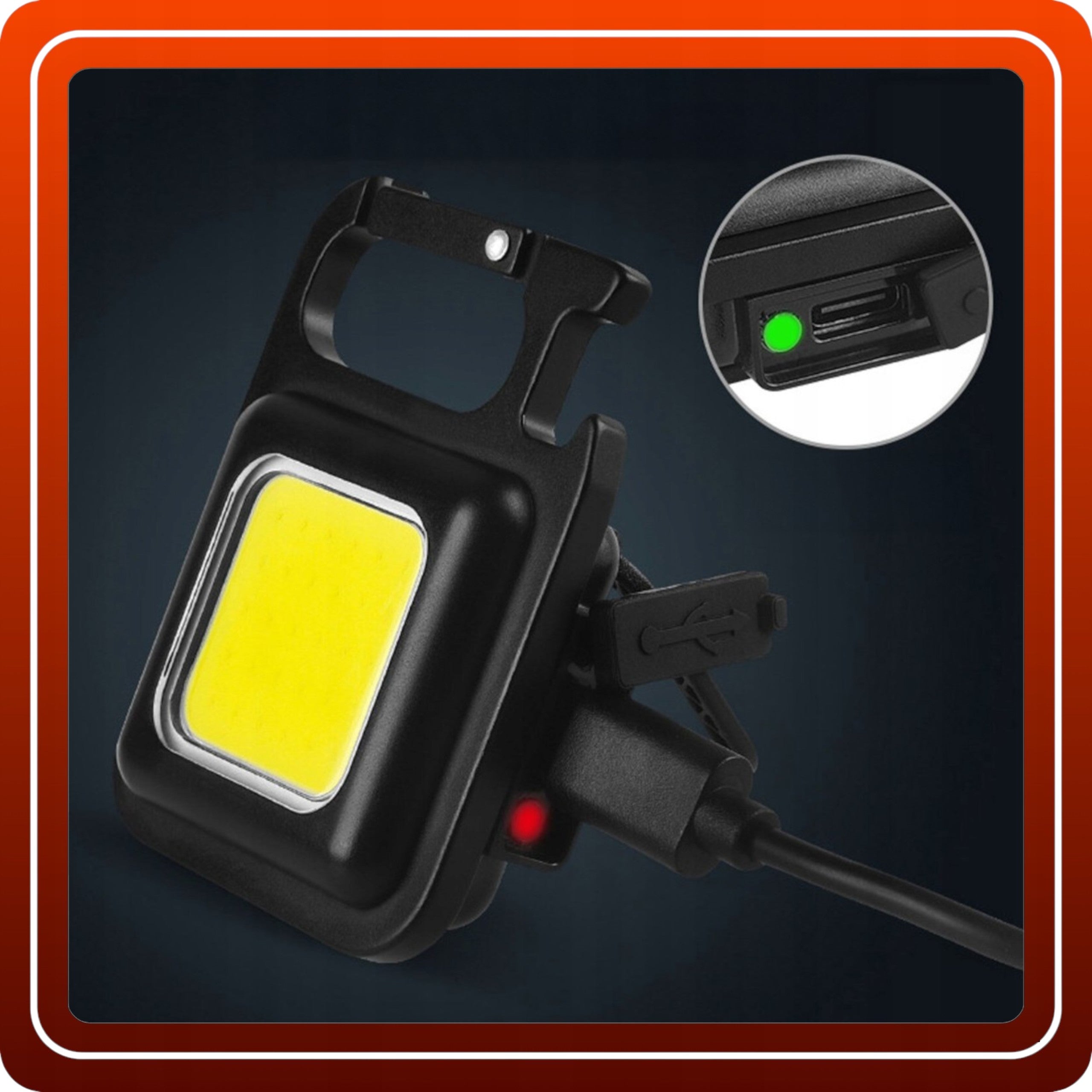 Latarka LED Brelok do kluczy COB akumulatorowa usb Mini Lampa Kieszonkowa