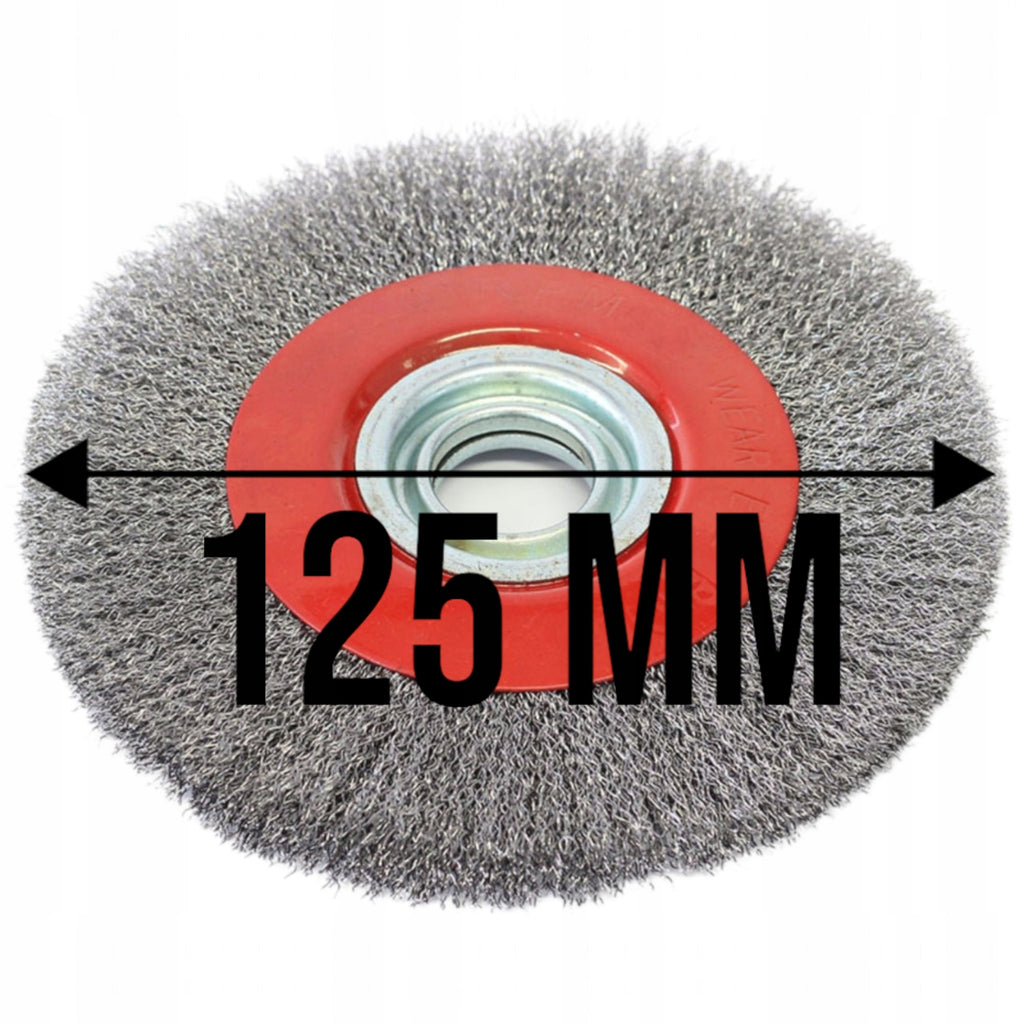 Szczotka Druciana 125mm otw 20mm Tarczowa Do Szlifierki Stołowej z Redukcjami