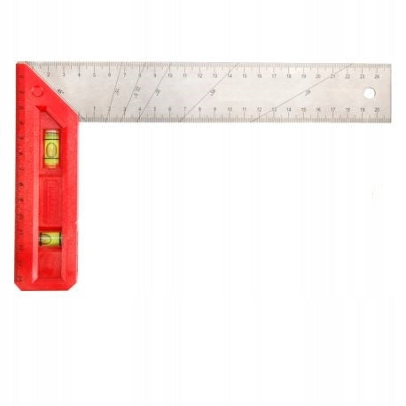 PROFESJONALNY KĄTOWNIK ALUMINIOWY STOLARSKI Z POZIOMICĄ 30cm