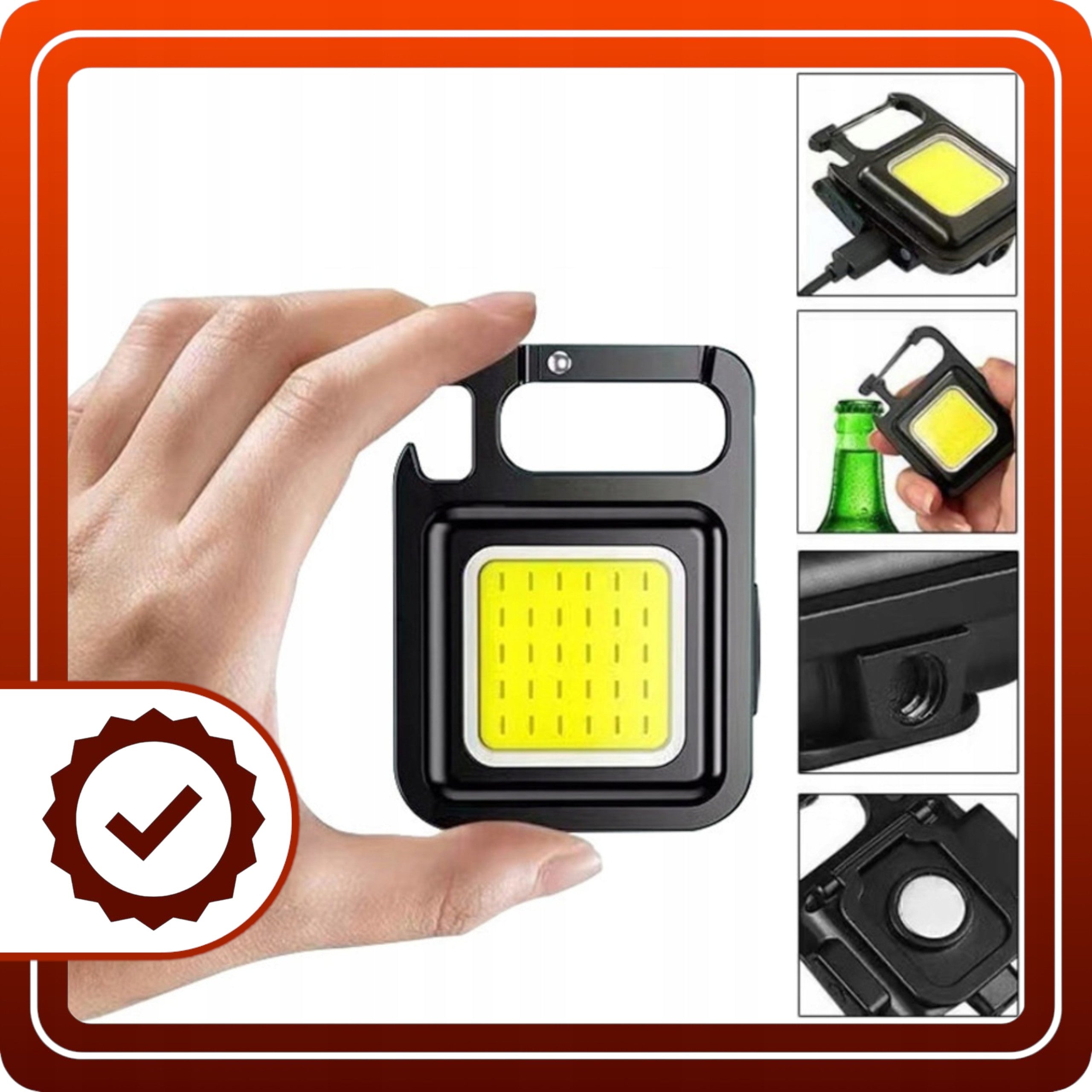 Latarka LED Brelok do kluczy COB akumulatorowa usb Mini Lampa Kieszonkowa