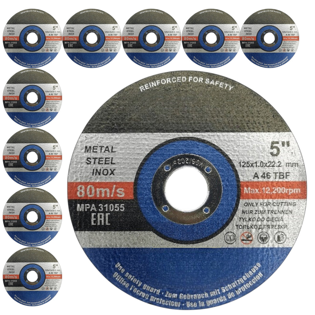 TARCZA DO CIĘCIA METALU Stali Tarcze Zestaw 10 sztuk 125x1.0x22.23 mm