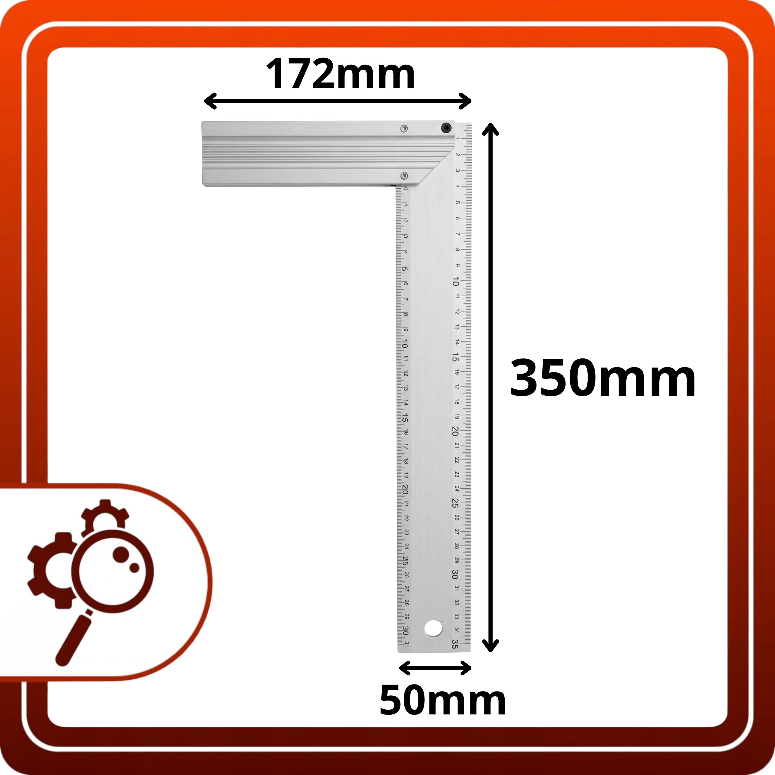 Kątownik Stolarski Aluminiowy 350mm Przymiara Kąt 90 Stopni Precyzyjny