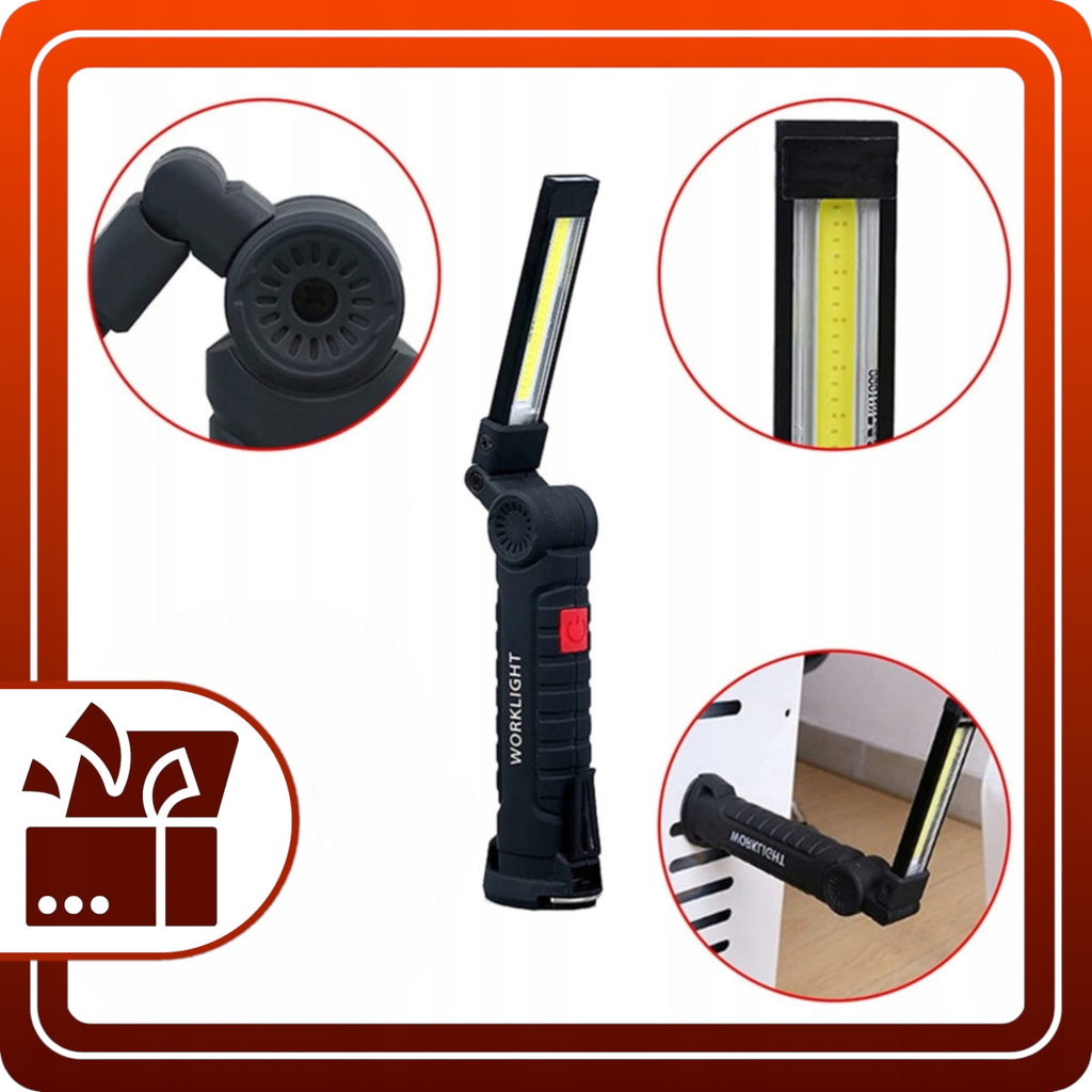 Lampa warsztatowa Składana Lampka Latarka USB LED Magnes Haczyk Hak Mocna