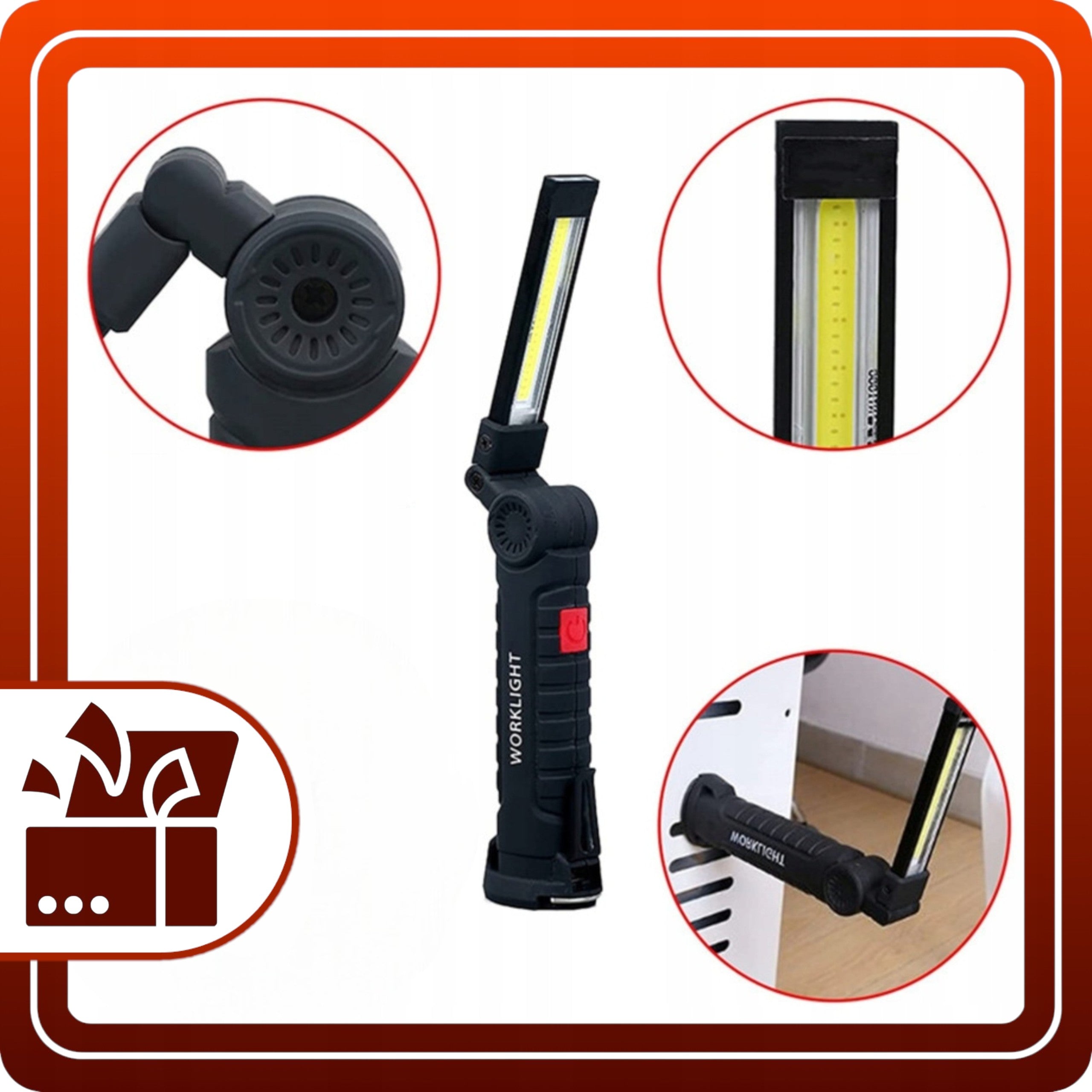 Lampa warsztatowa Składana Lampka Latarka USB LED Magnes Haczyk Hak Mocna