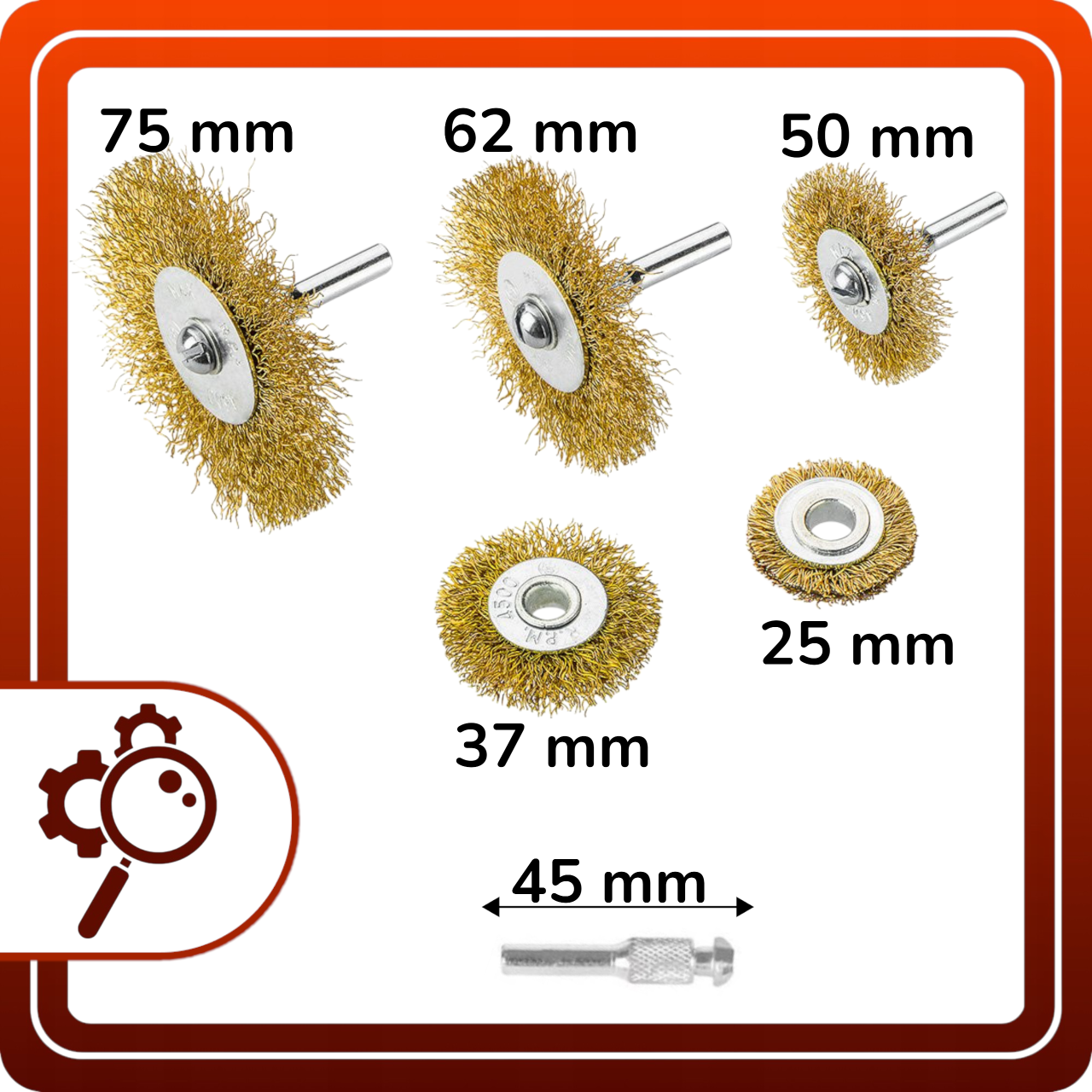 Szczotki Druciane 5 szt. 25 37 50 62 75mm Trzpieniowe Do Wkrętarki Wiertarki