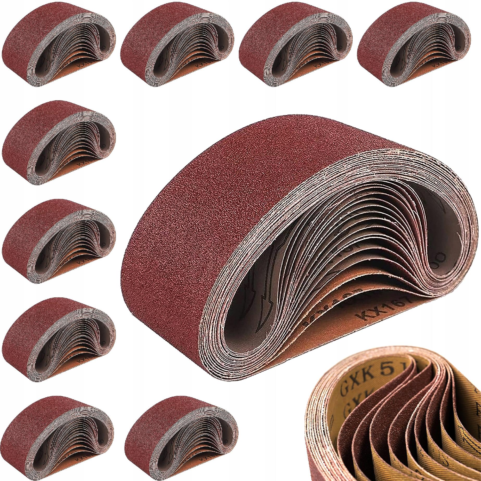 10x Papier Ścierny 75x533 P180 Do Szlifierki Taśmowej Pas Bezkońcowy
