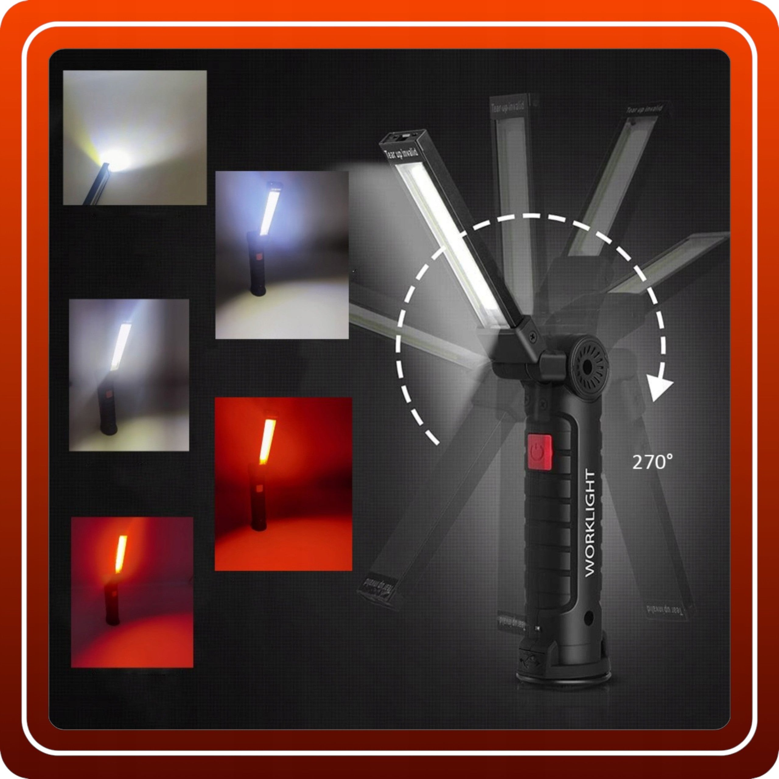 Lampa warsztatowa Składana Lampka Latarka USB LED Magnes Haczyk Hak Mocna