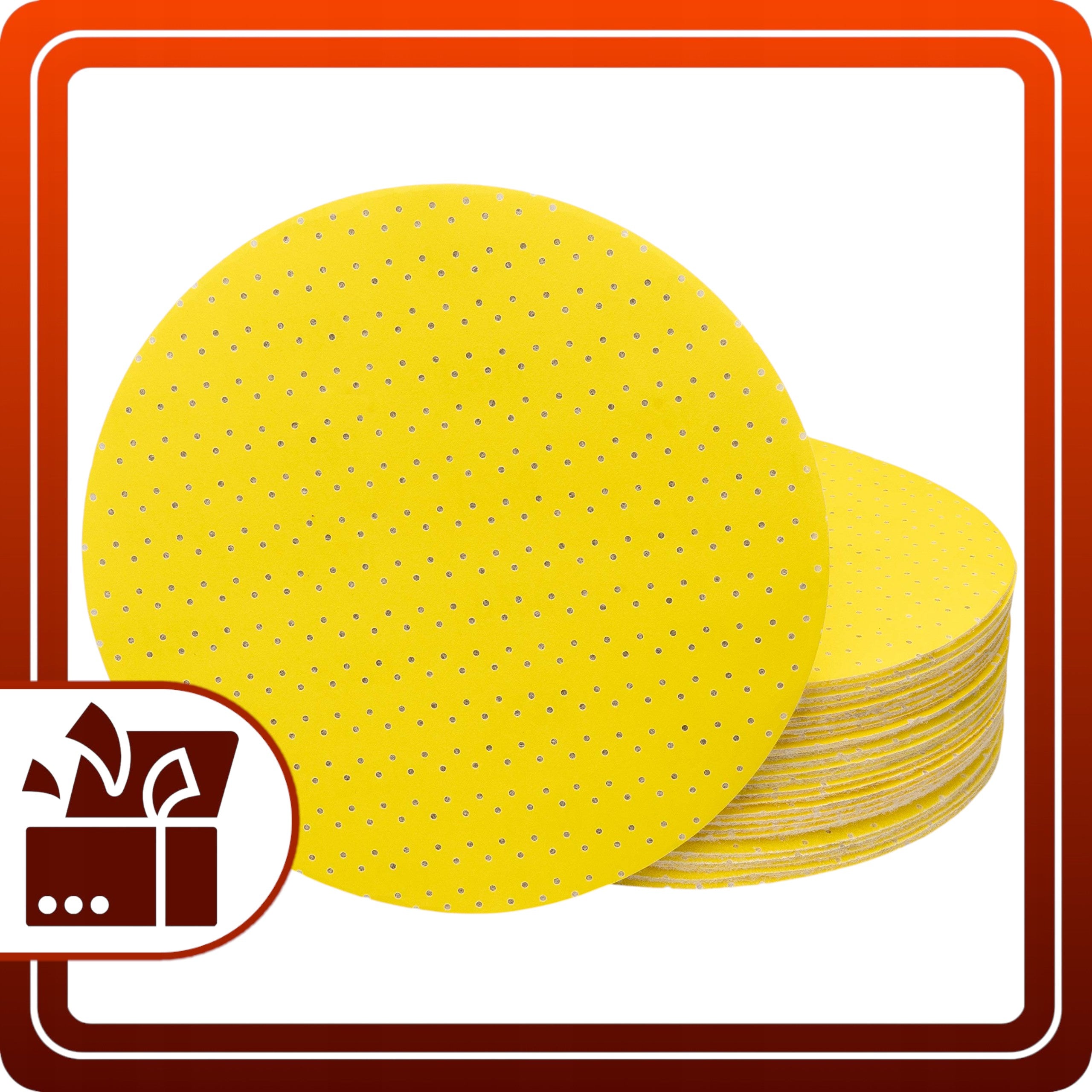 5 szt Papier ścierny do żyrafy P80 225mm Żółty Perforowany Krążek na rzep