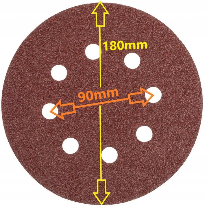 10szt Papier Ścierny 180mm P40 na Rzep Krążek Dysk do Szlifierki Zestaw