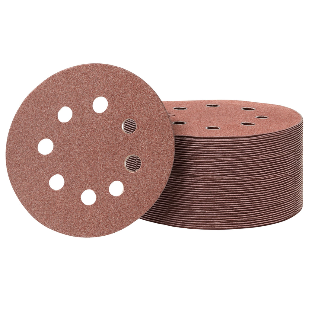 50x PAPIER ŚCIERNY KRĄŻKI NA RZEP DO SZLIFIERKI 125mm P150 Z OTWORAMI