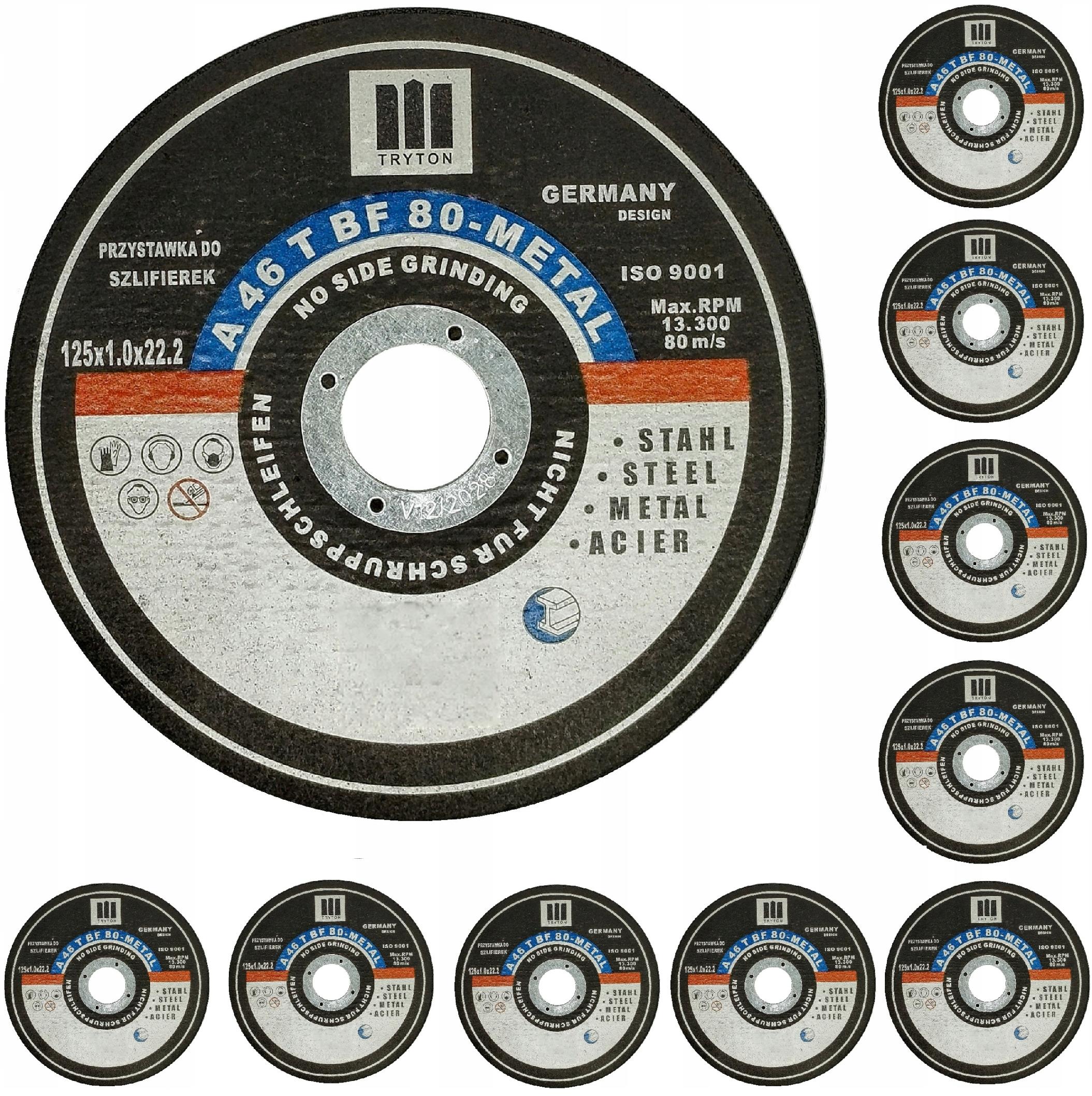 TARCZA TARCZE DO CIĘCIA STALI METALU Zestaw 10 sztuk 125x1.0x22.23 mm
