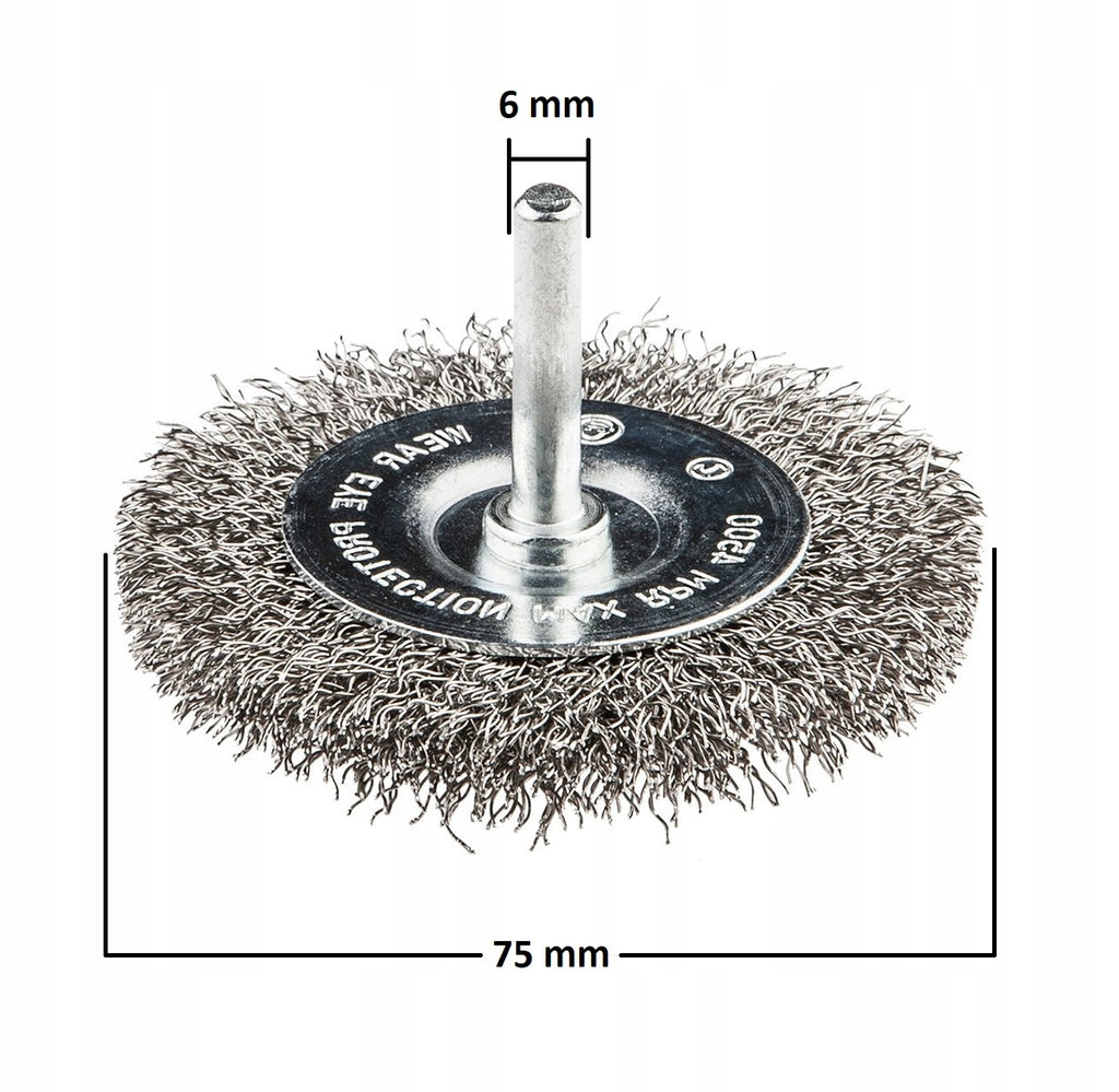 Szczotka Druciana 75mm INOX Trzpieniowa Do Wkrętarki Wiertarki