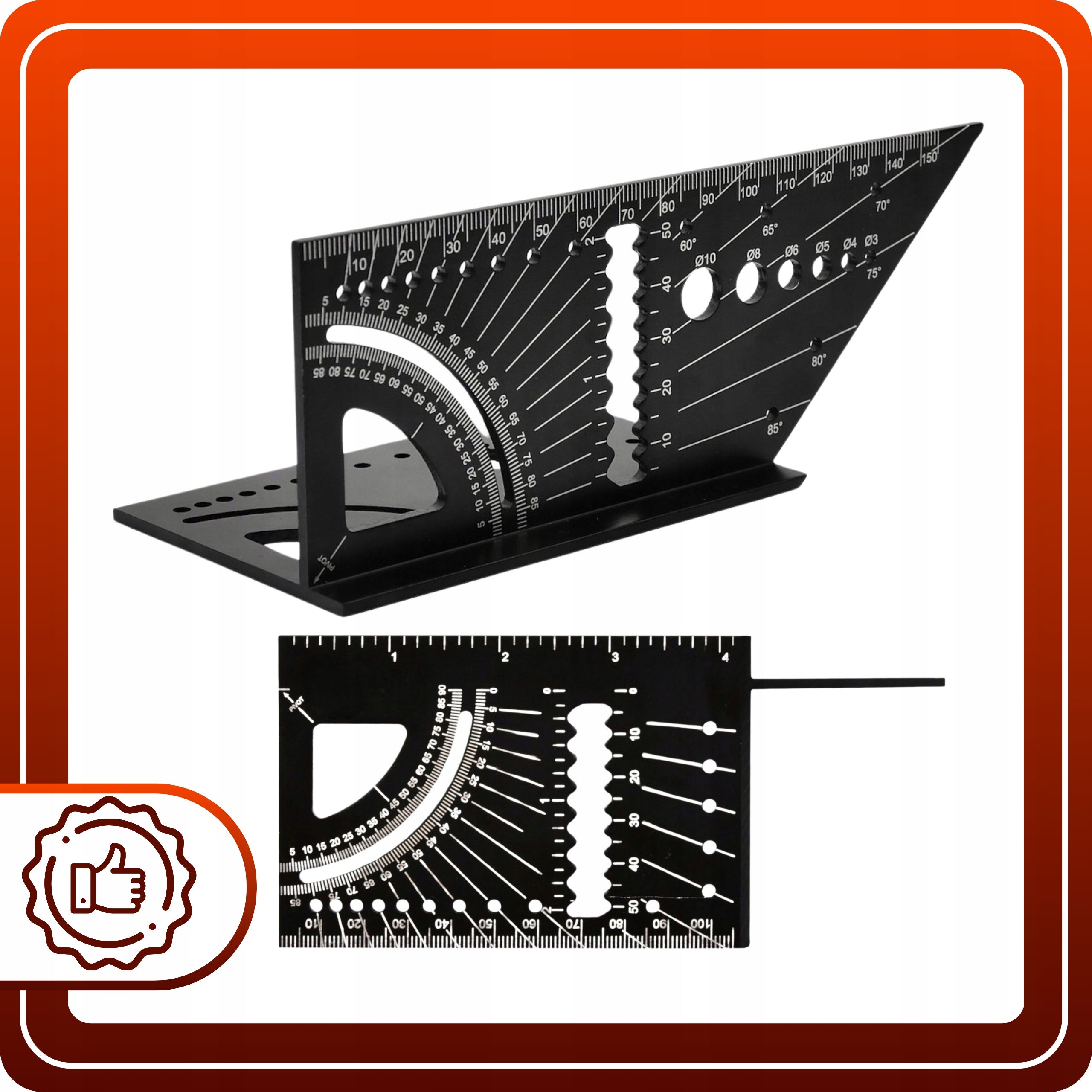 Kątownik aluminiowy stolarski 3D Szablon Uniwersalny Japoński Przymiar