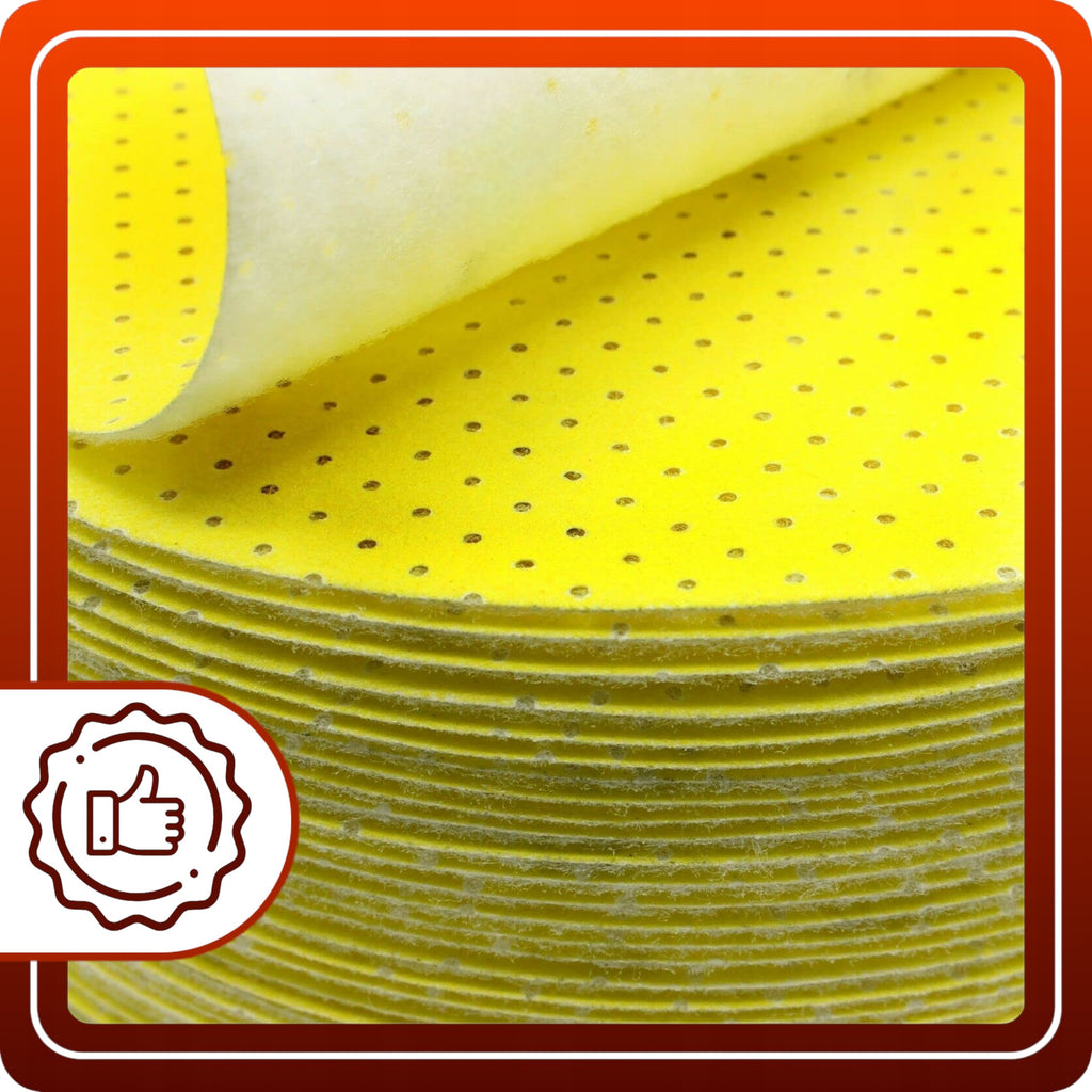 5 szt Papier ścierny do żyrafy P40 225mm Żółty Perforowany Krążek na rzep