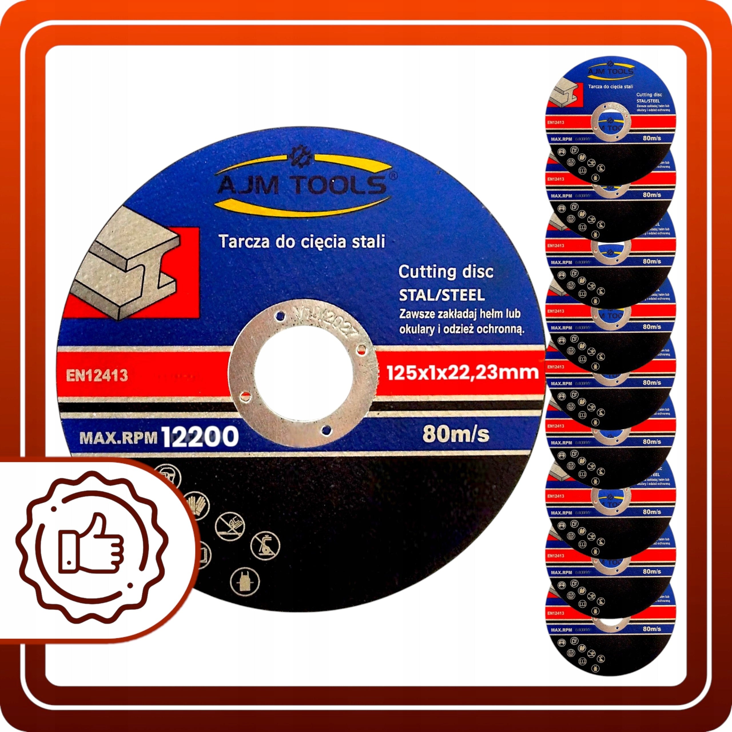 TARCZA DO CIĘCIA STALI METALU 125x1.0x22.23 mm Zestaw 10 sztuk TARCZE