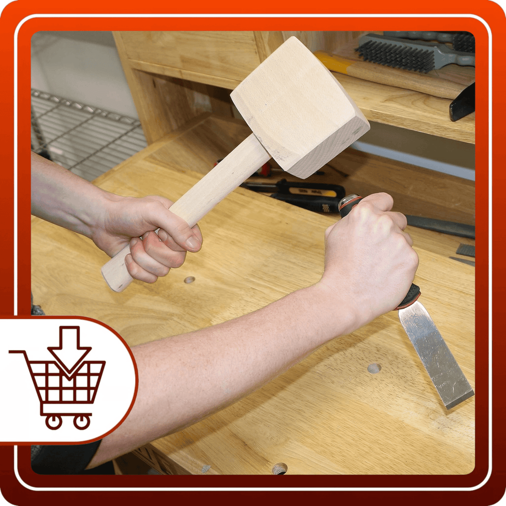 Młotek Drewniany Stolarski 500g Bukowy 315mm Podbijak Do Dłuta Kwadratowy