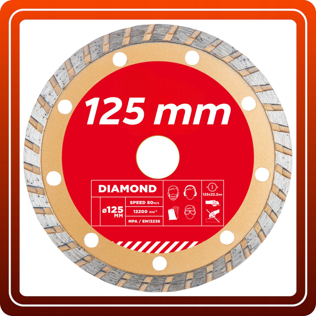 TARCZA DO BETONU 125 MM DIAMENTOWA Cięcia Kostki Cegły Na szlifierkę kątową