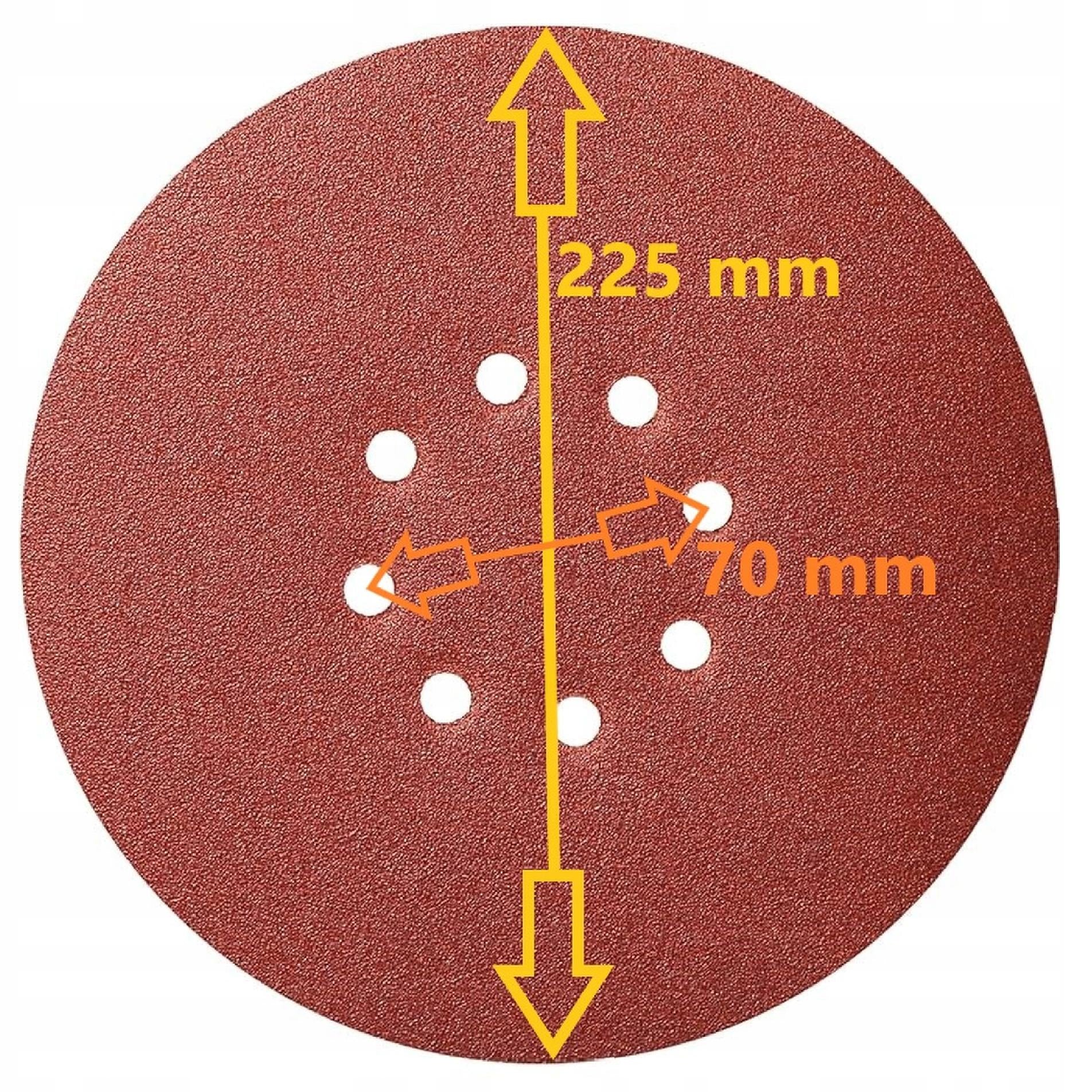10szt Papier Ścierny 225mm P36 z 8 Otworami Rozstaw 70mm Rzep Krążek Do Żyrafy