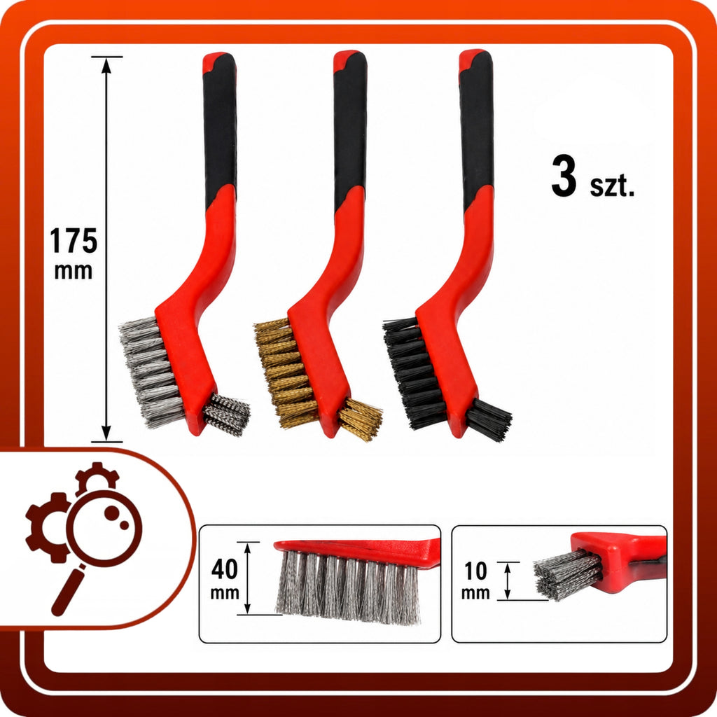 Szczotki Druciane 3 szt. 175mm Mosiądz Stal Nylon