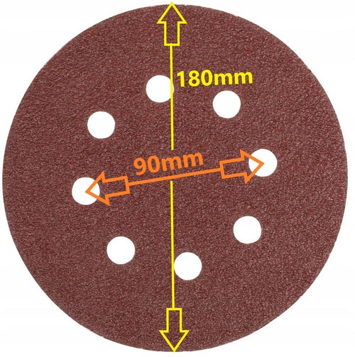10szt Papier Ścierny 180mm P100 na Rzep Krążek Dysk do Szlifierki Zestaw